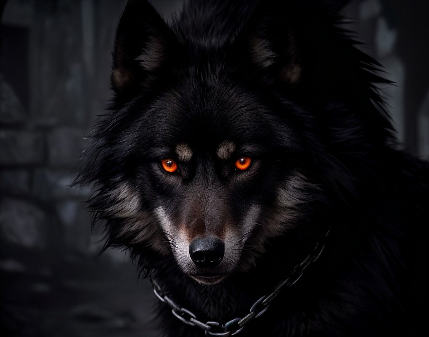 狼的眼睛在黑暗中闪烁着红色的光芒,它们像两颗寒星,冷冷地注视着前方