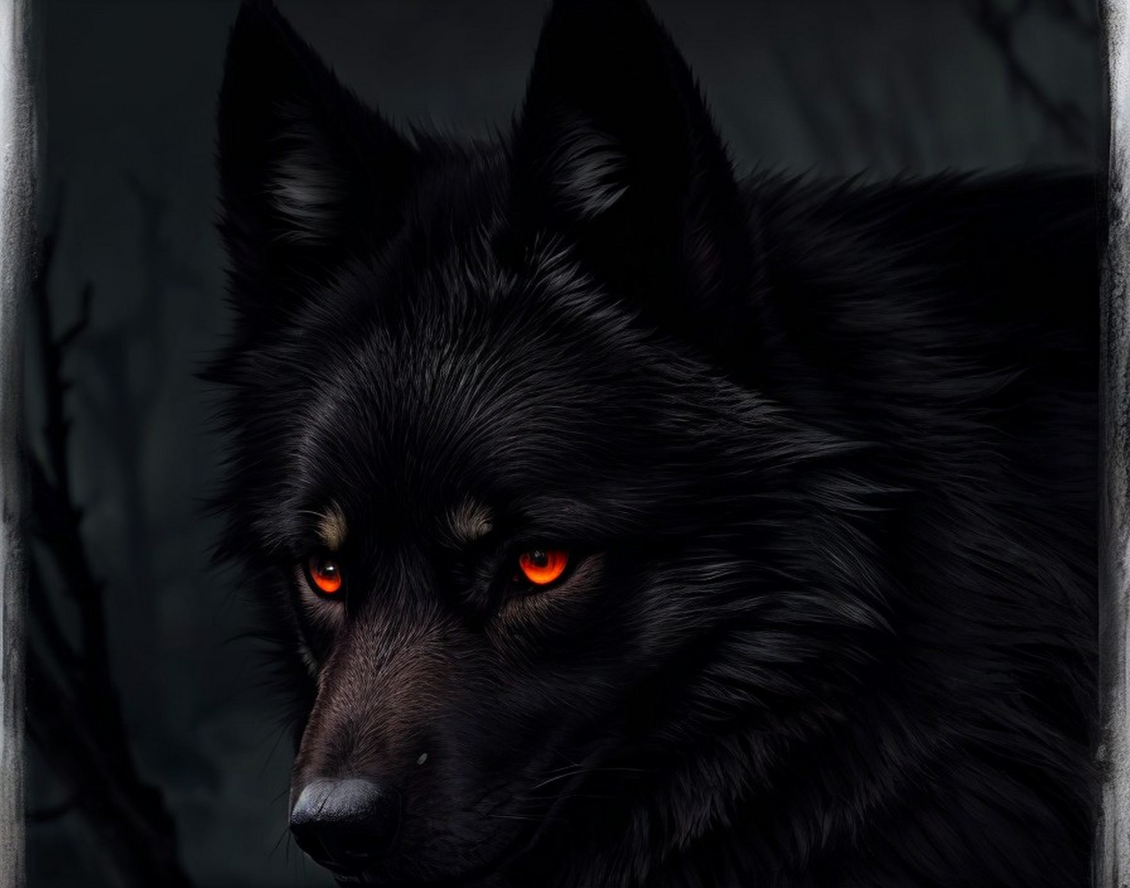 狼的眼睛在黑暗中闪烁着红色的光芒,它们像两颗寒星,冷冷地注视着前方