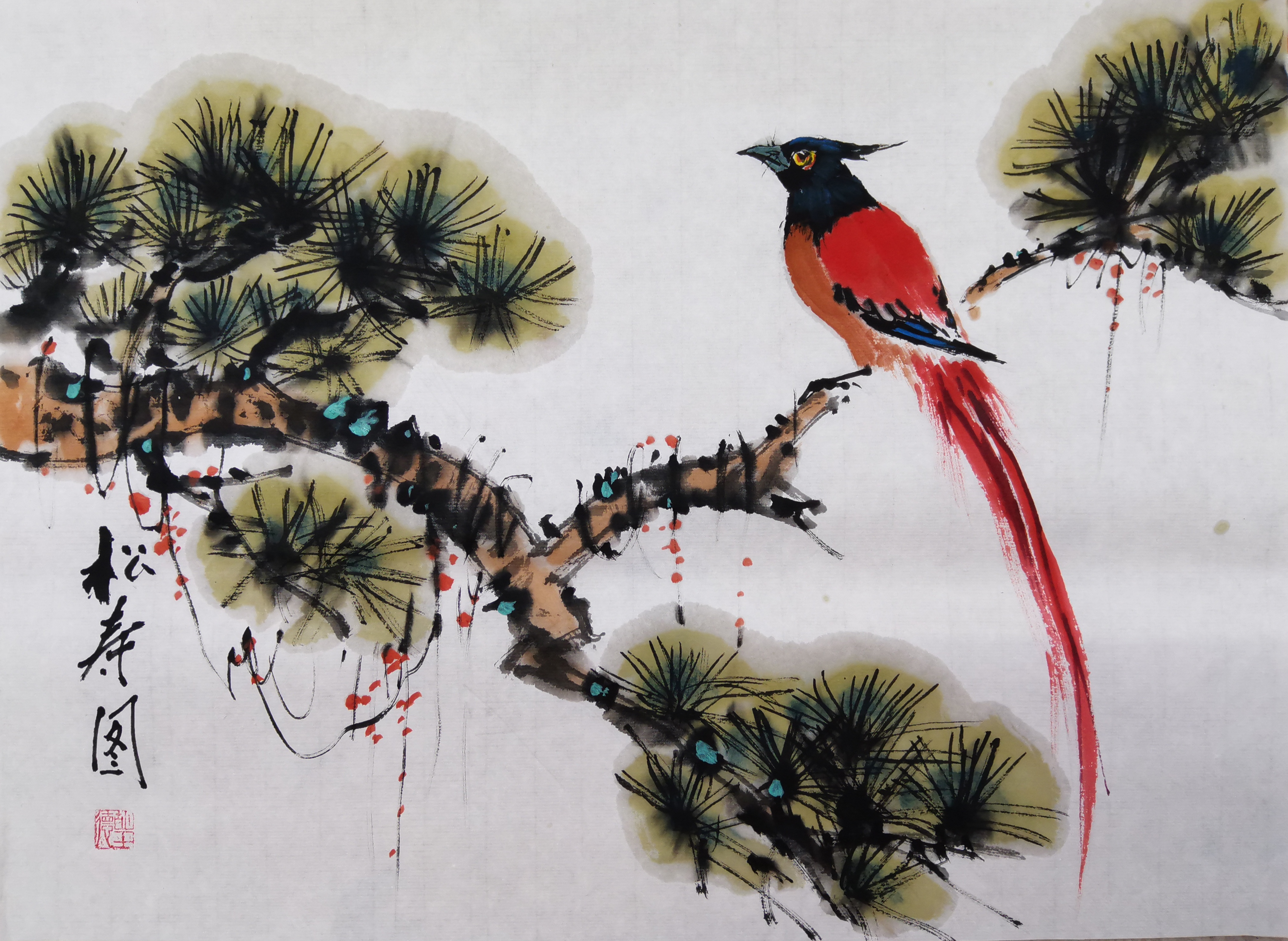 胡玉德老师国画集展深厚造诣与独特审美,细腻勾勒绶带鸟栩栩如生,留白