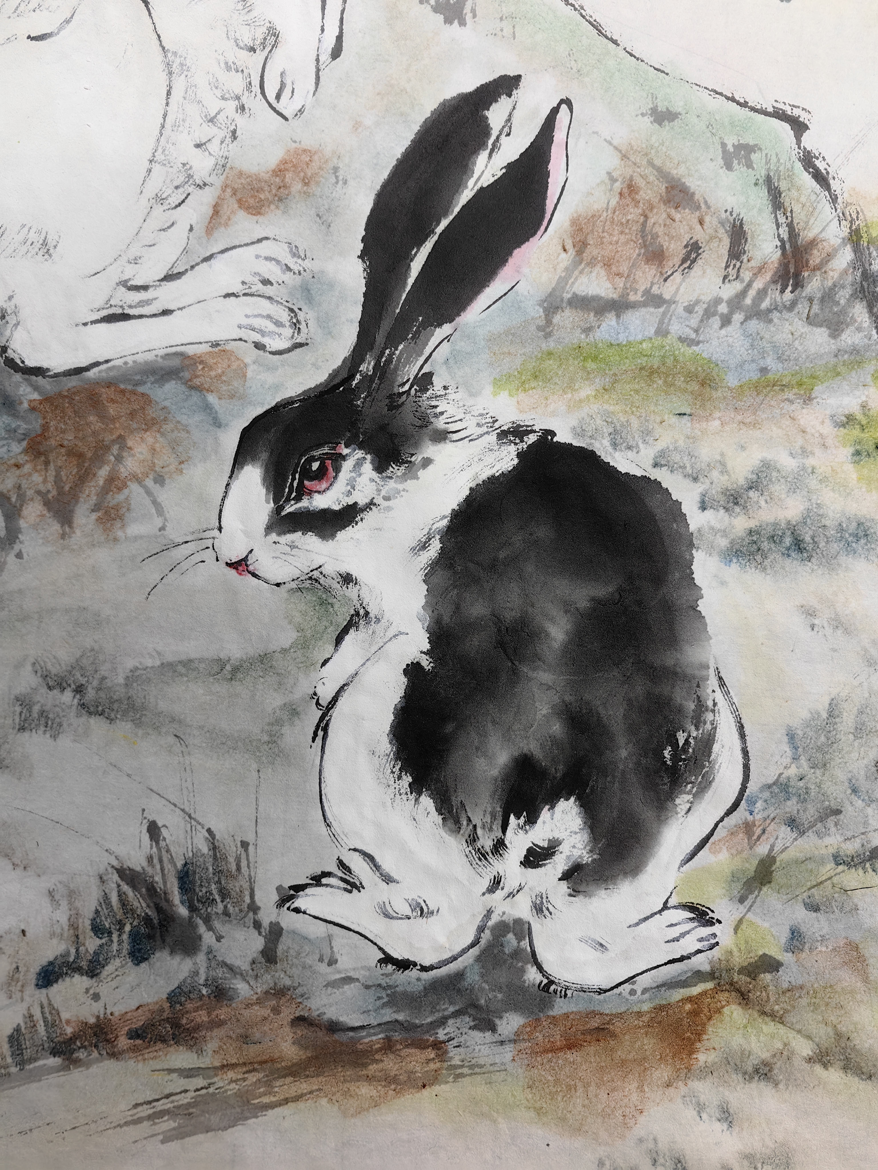 胡玉德老师国画小写意兔子课稿生动灵趣,笔墨精湛捕捉兔子神韵,简洁