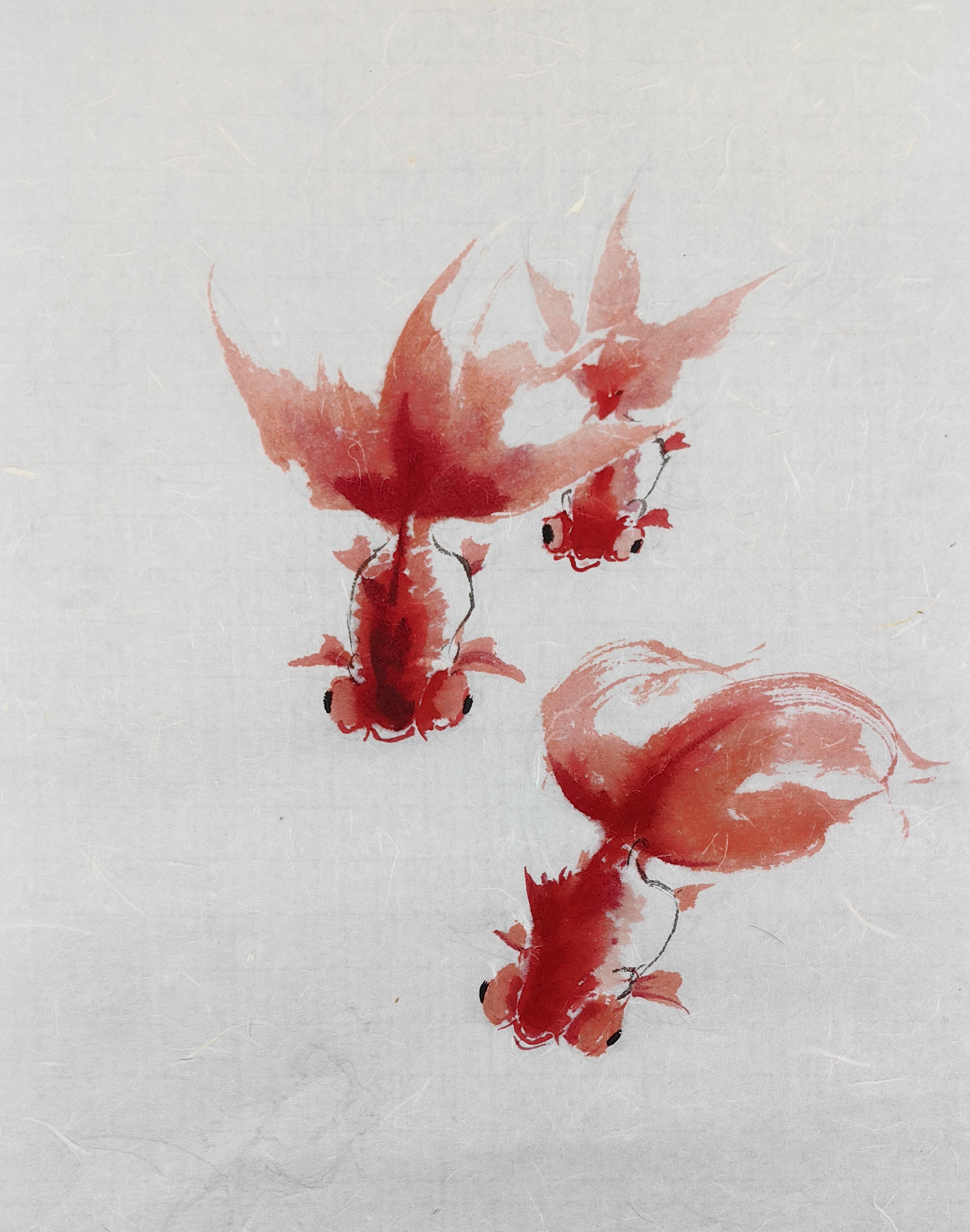 胡玉德老师的金鱼国画小写意作品细腻生动,融合传统与现代,展现独特