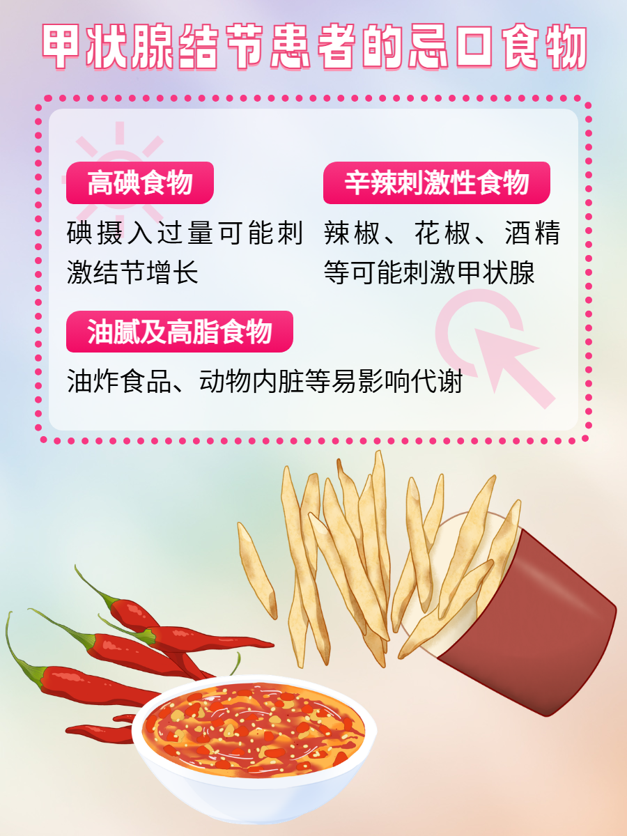 甲状腺结节忌口食物一览表(甲状腺结节饮食注意什么不能吃)