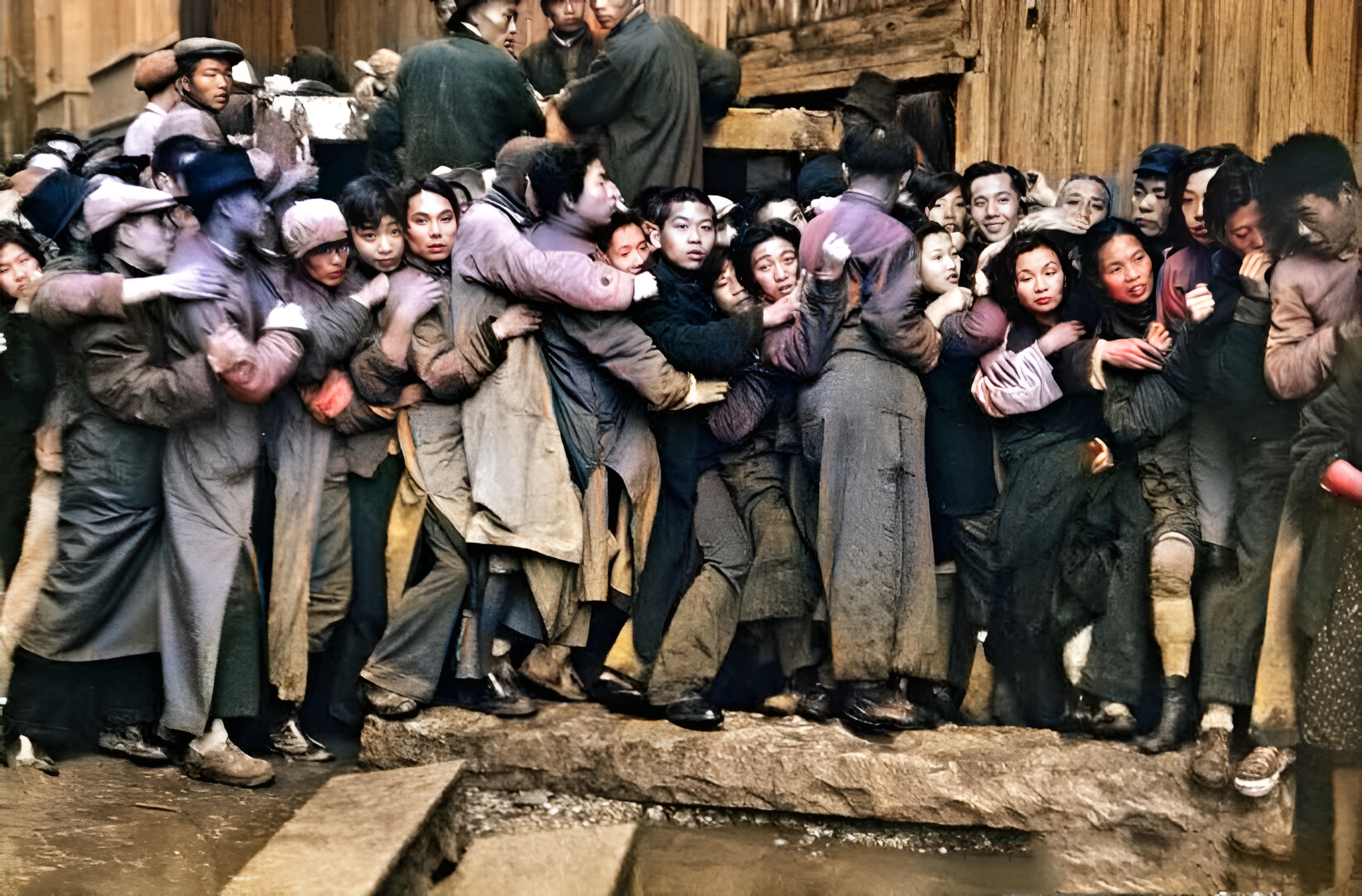 一九四八年,上海市民将银行堵得水泄不通