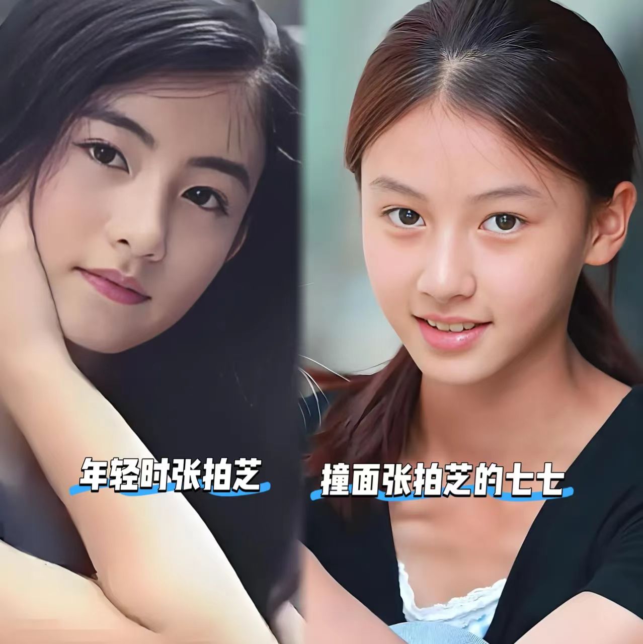 万万没想到 网上传疯了都说七七长得像年轻时的张柏芝,把两人的图片拼
