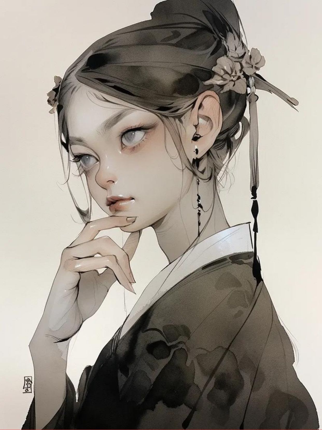 首先我们要明白古风少女的特点她们通常穿着飘逸的汉服发型精致