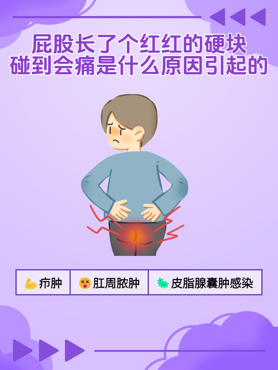 屁股长了个红红的硬块,碰到会痛是什么原因引起?