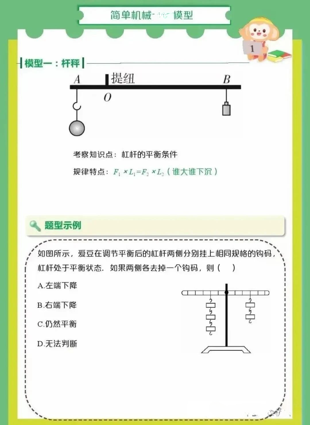 杠杆的平衡条件 杠杆平衡:杠杆静止不动或匀速