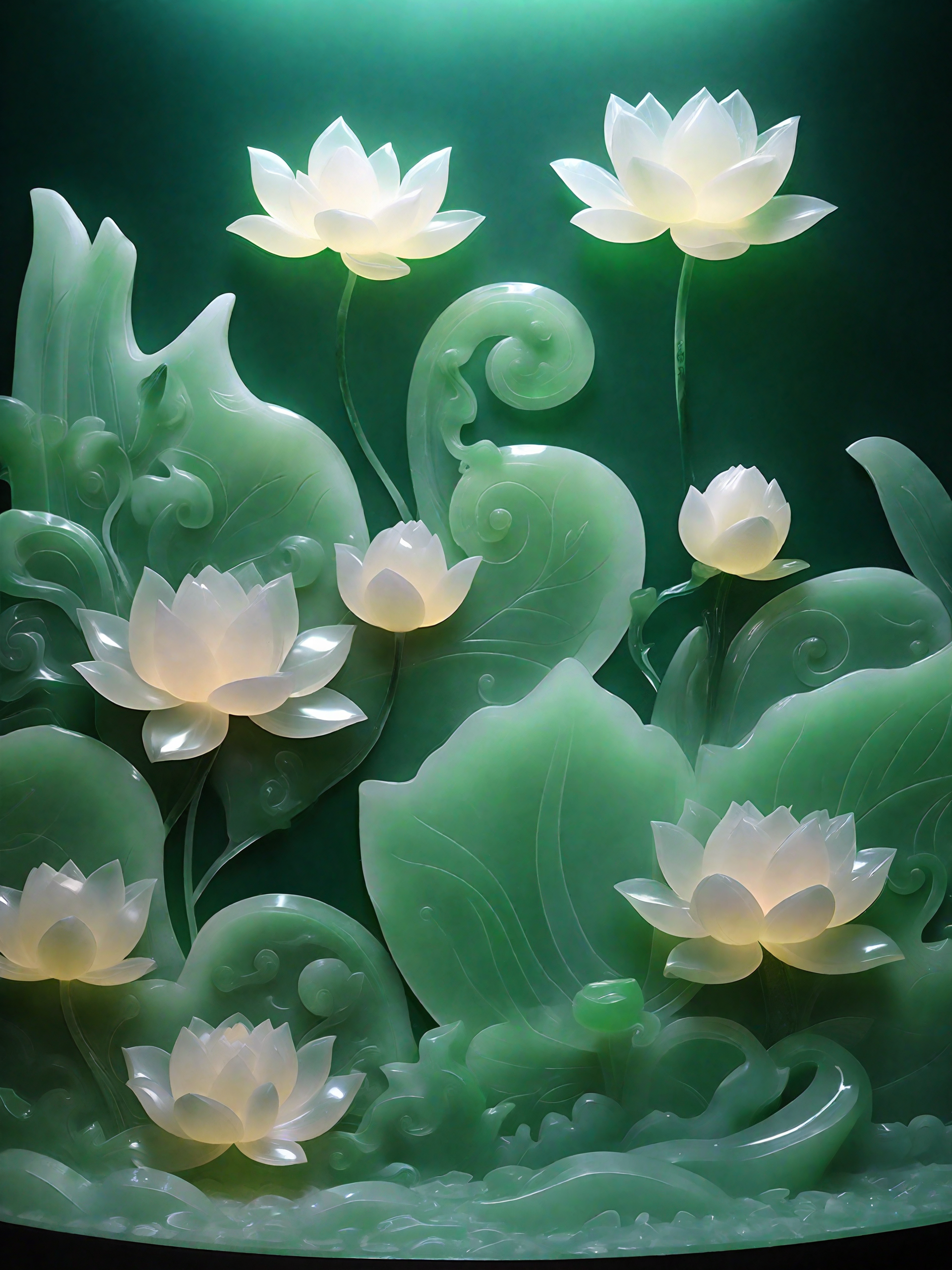 麒麟和荷花头像图片玉石花开壁纸鱼戏莲雕刻图片大全大图镂空玉雕荷花