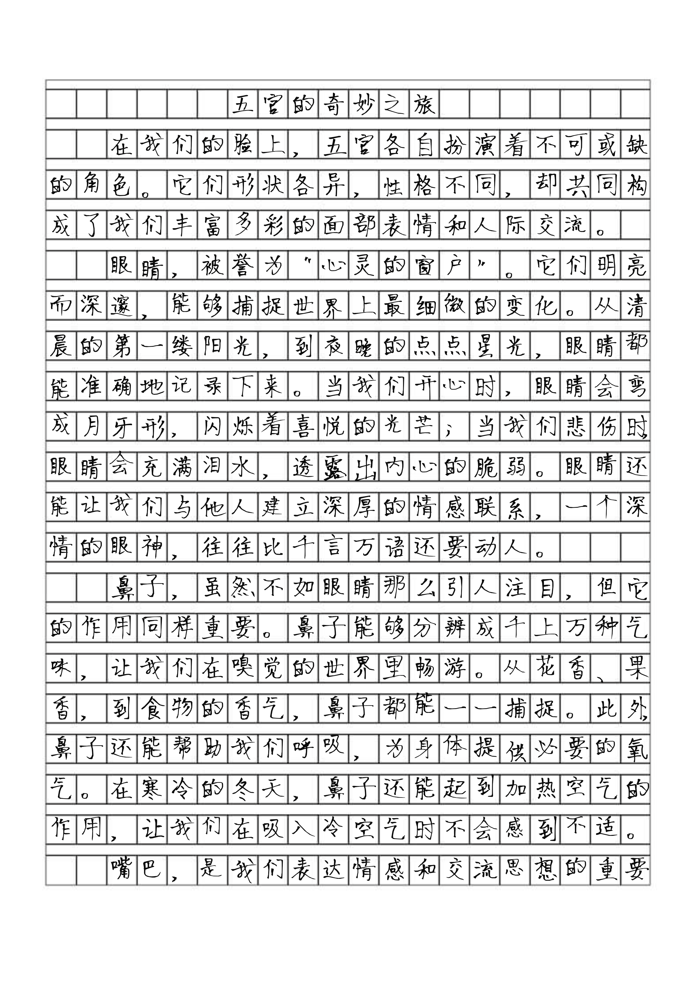 写五官的作文 当我们谈及一个生物或人的特征时,五官无疑是描绘其外貌