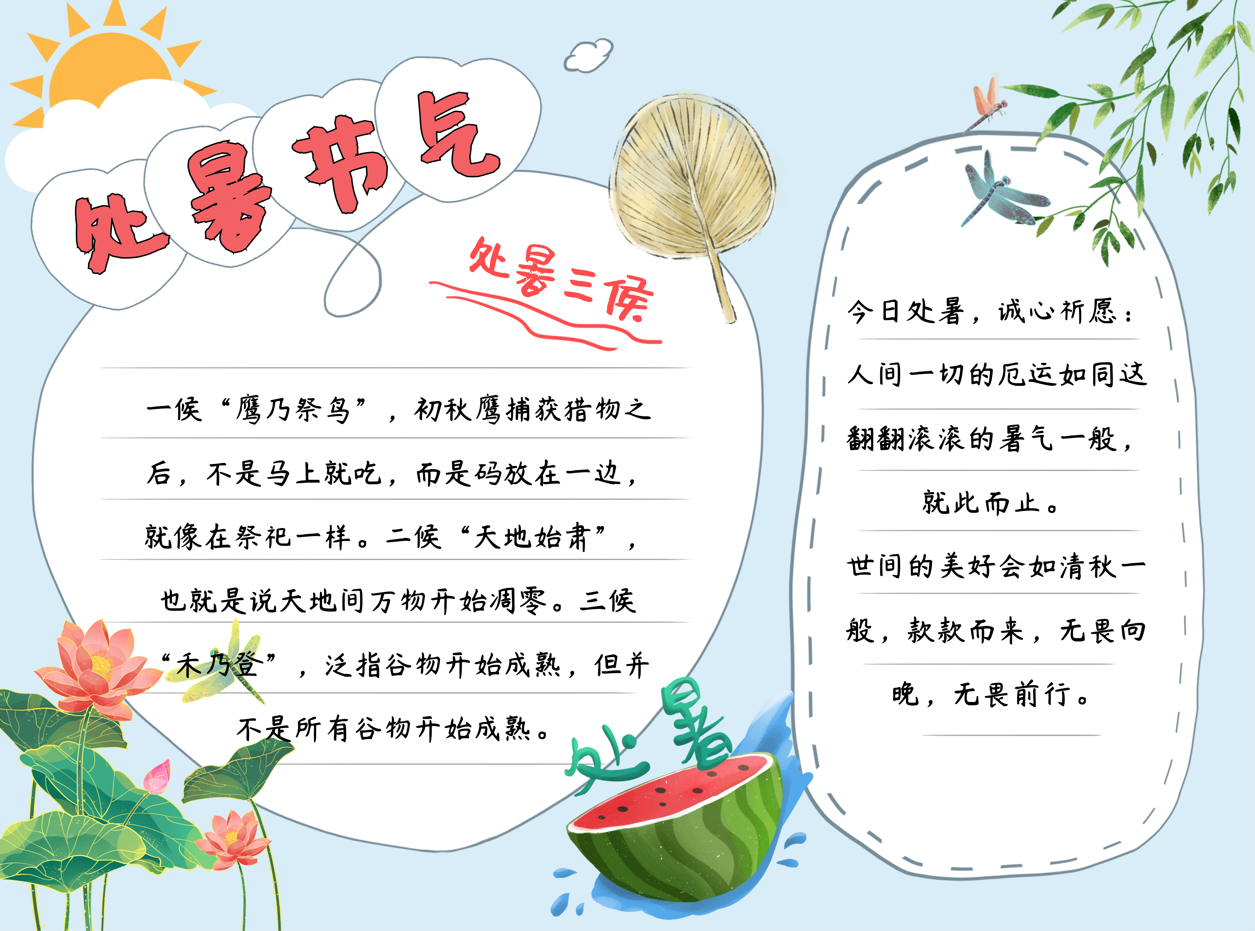 二十四节气,处暑手抄报!