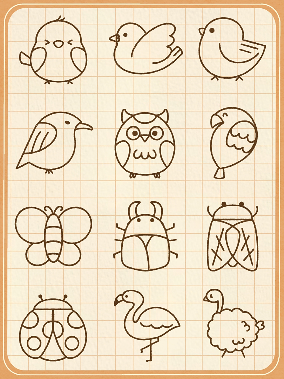 如何画小鸟的简笔画? 小麻雀,小山雀,小鹦鹉,猫头鹰.