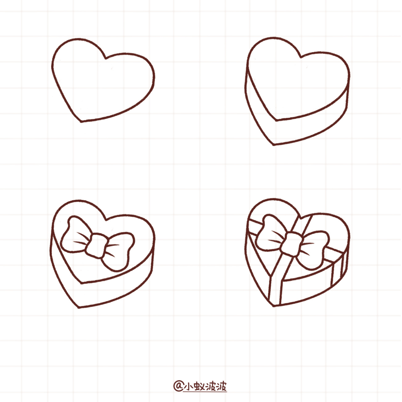 [礼物]生日贺卡手绘怎么画? 先画一个爱心礼盒,再画一张小卡,完成!