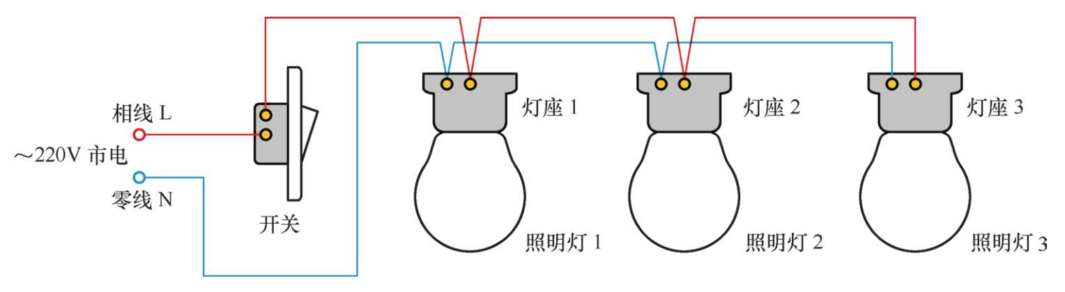 一根电线接多个灯的图图片