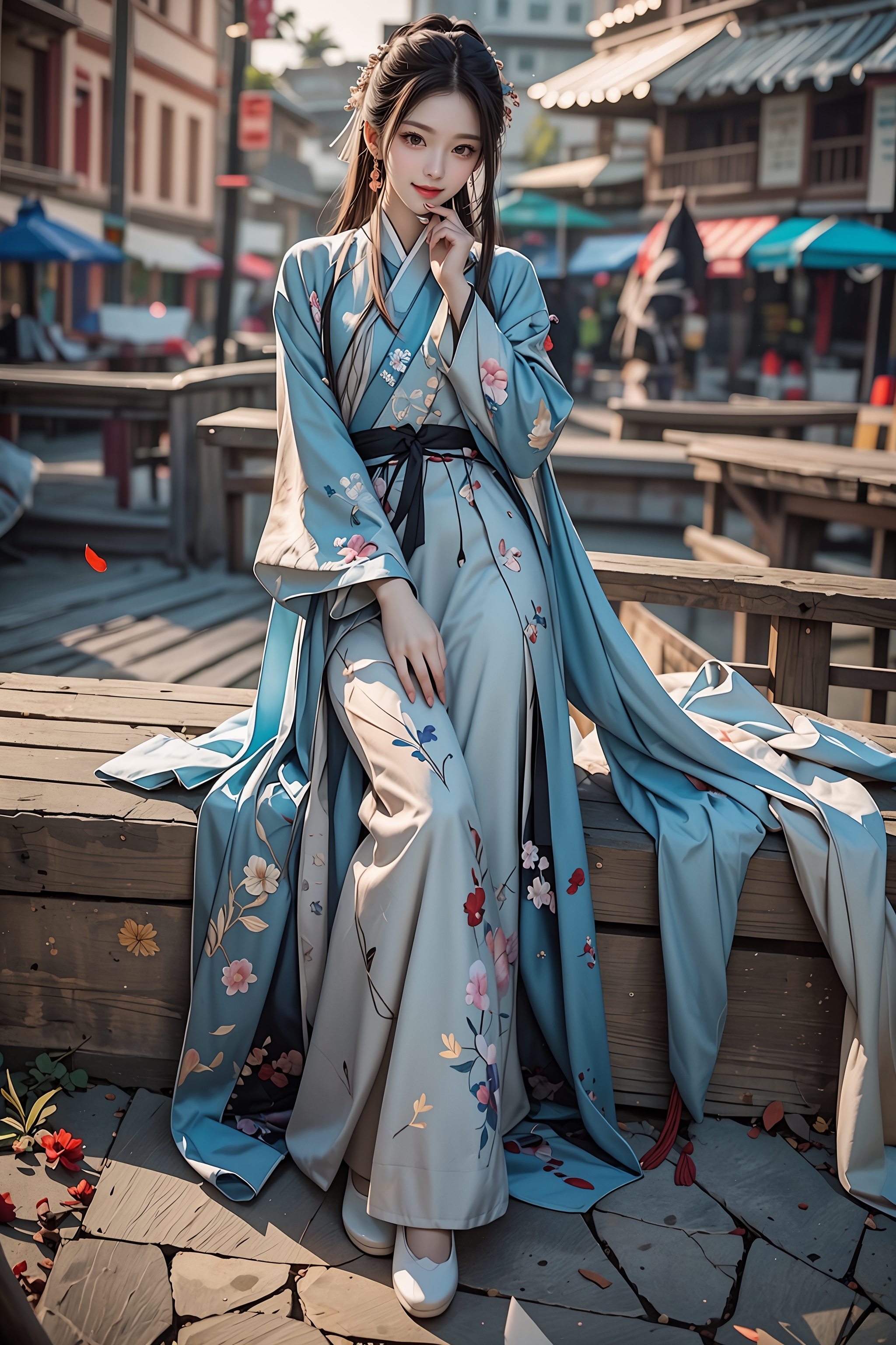 ai美女图片# #美女# #ai美女壁纸# 	在河塘微澜的见证下,青色汉服的