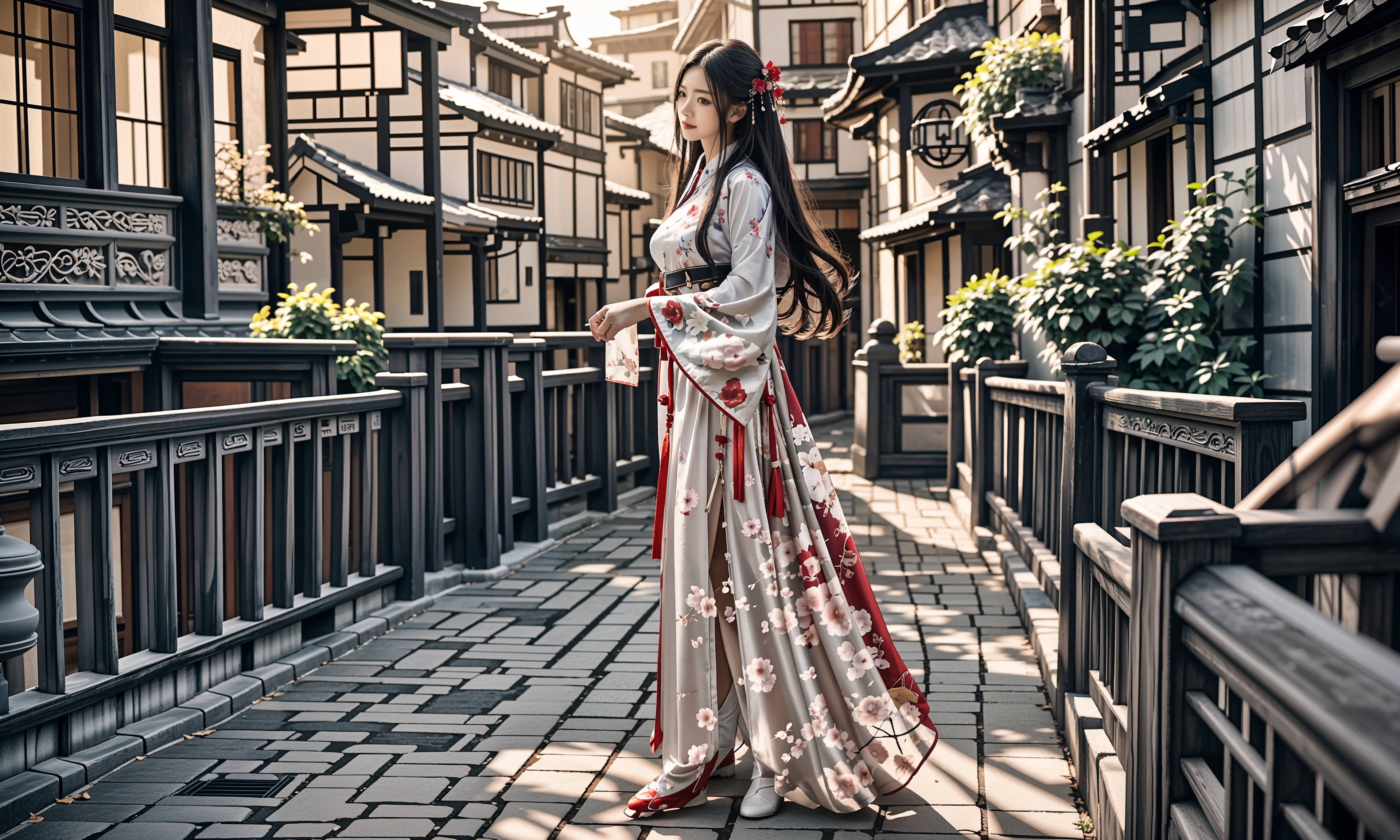 动态连更挑战# #ai美女图片# #美女# #ai美女壁纸# 	在庭院的一角