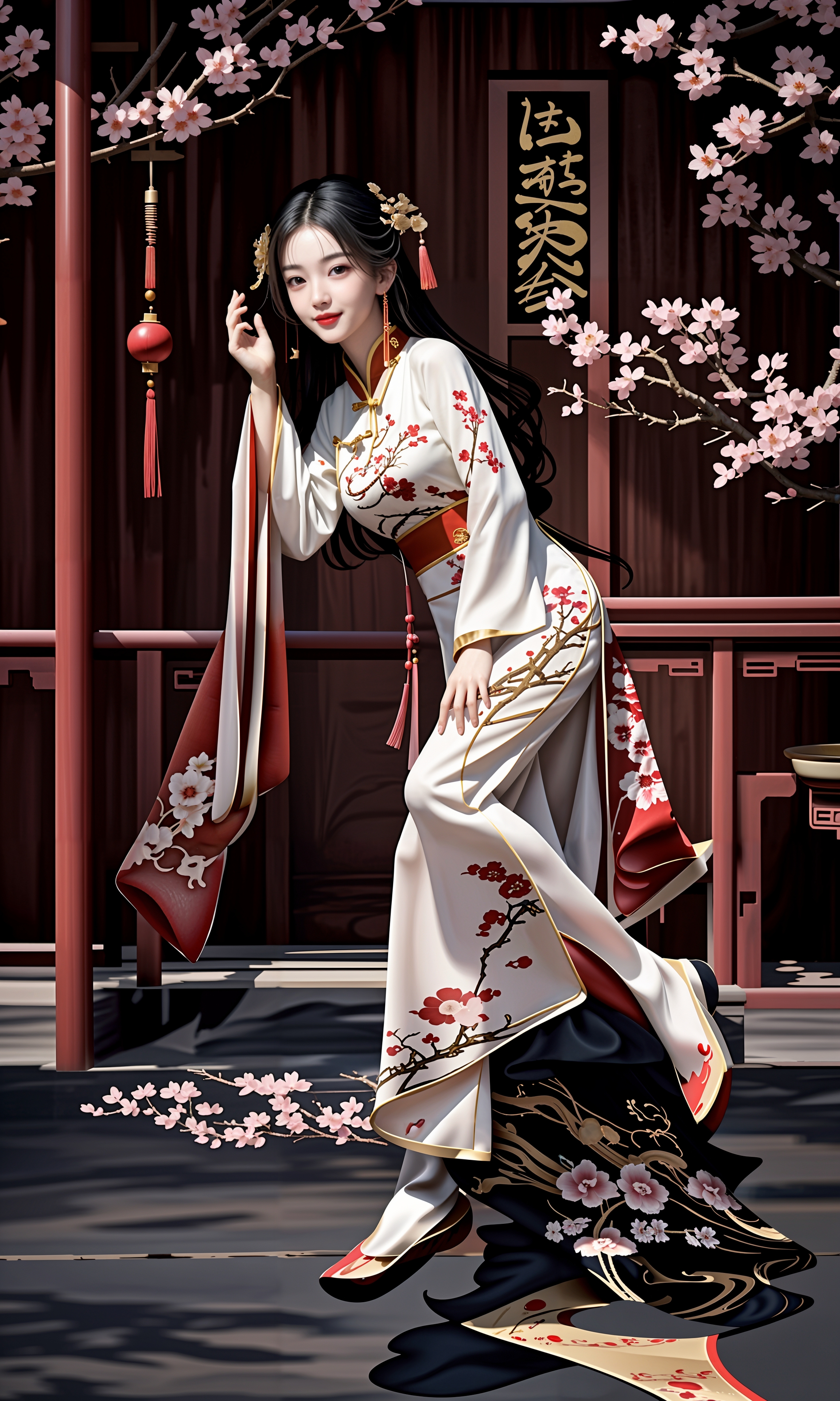 犹如一幅淡雅的水墨画,透露襦裙美女汉服国画古典美人 壁纸ai美女ai