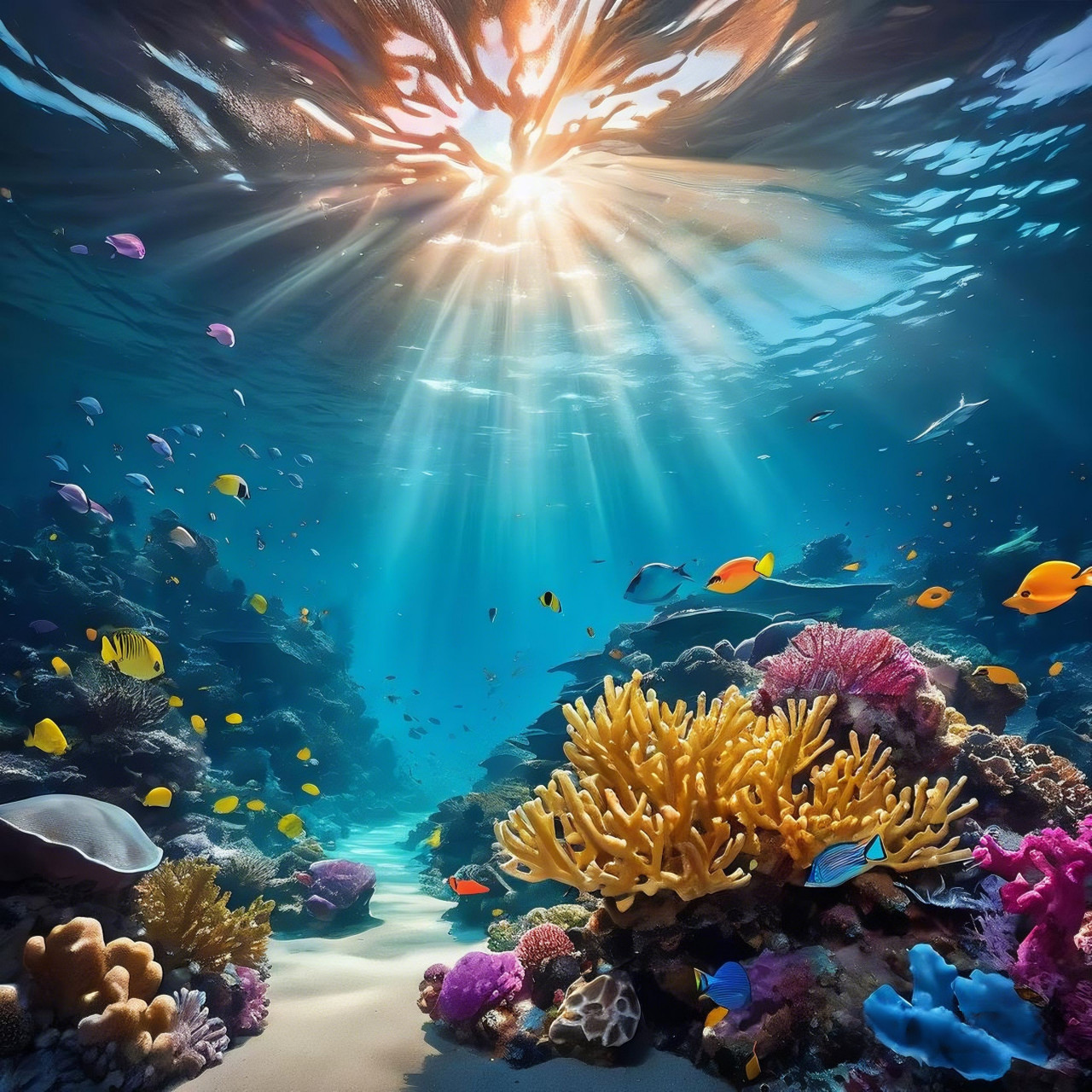 96幻彩珊瑚礁99 潜入深邃蔚蓝,探索海底世界,礁石披上一袭流动的