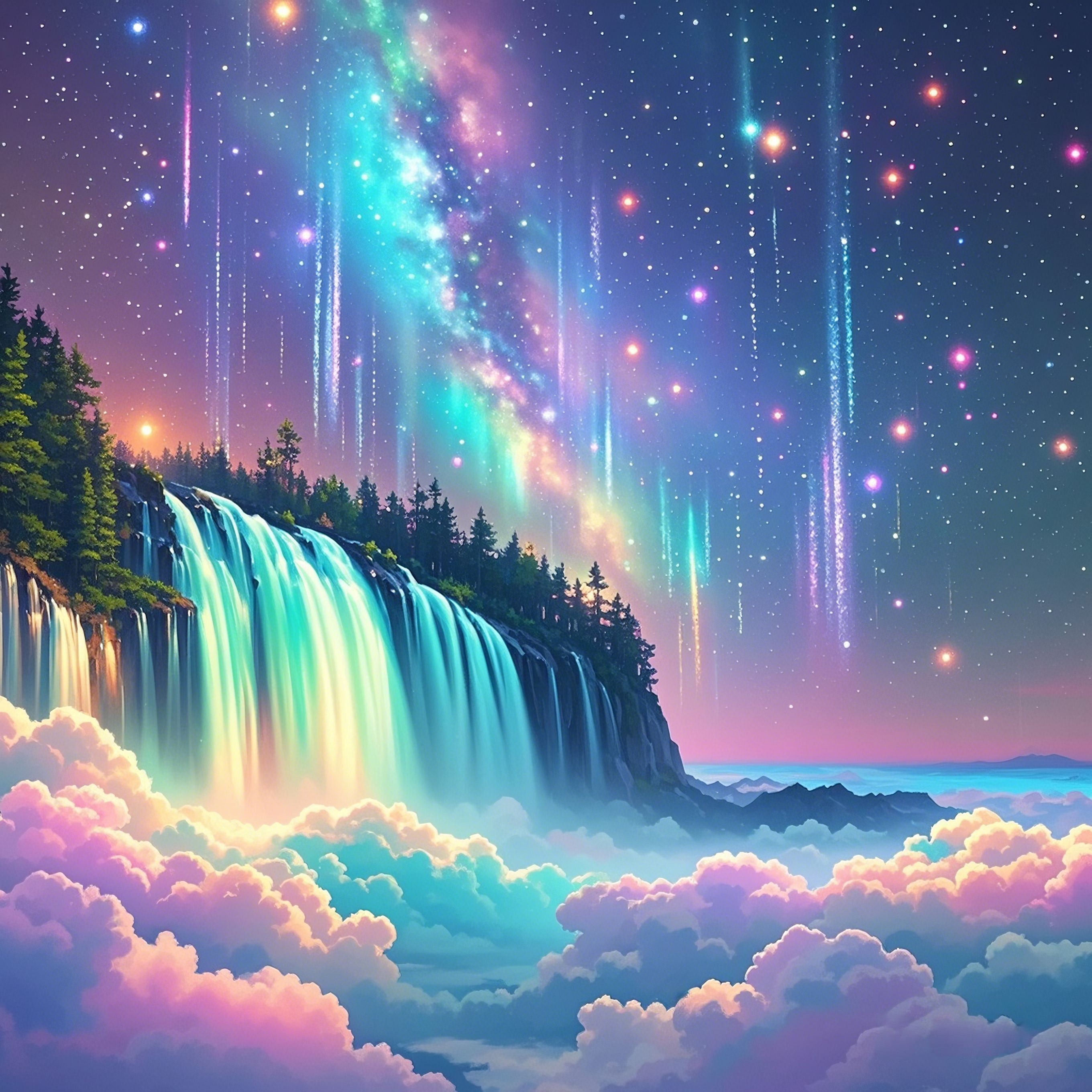 星河云海 在浩瀚的天际间,星河仿佛挣脱了宇宙的束缚,从翻滚的云海