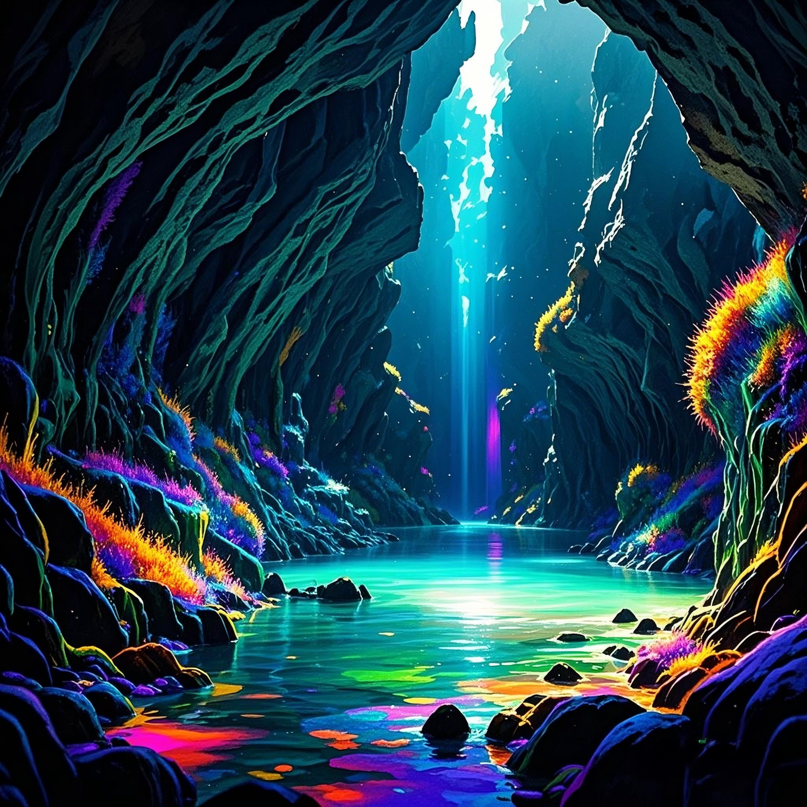 幽蓝洞穴 幽蓝的水下洞穴,洞穴内光线幽暗,仿佛置身于另一个时空