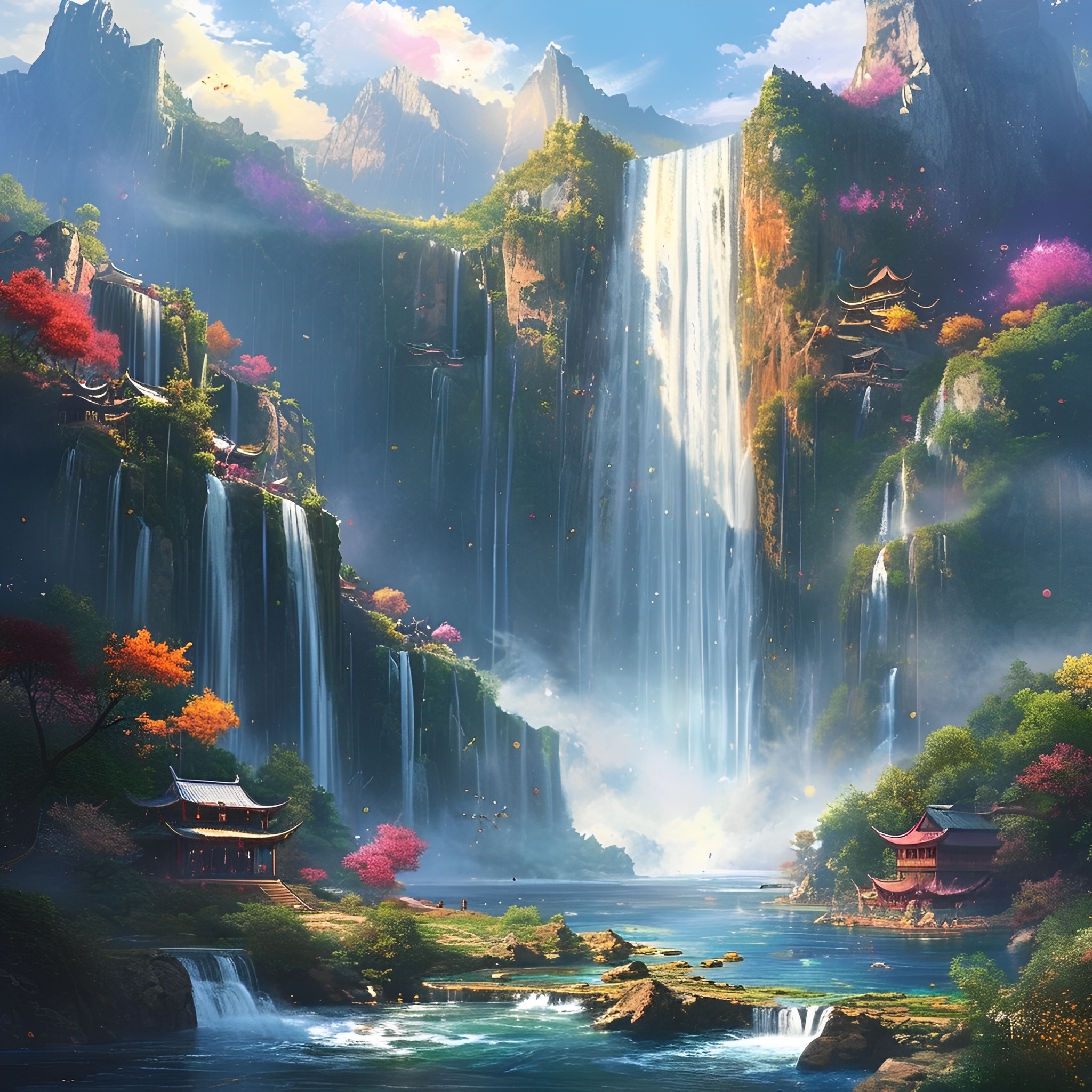 白虹饮涧 水幕自崖顶倾泻而下,整座山谷回荡着云崩