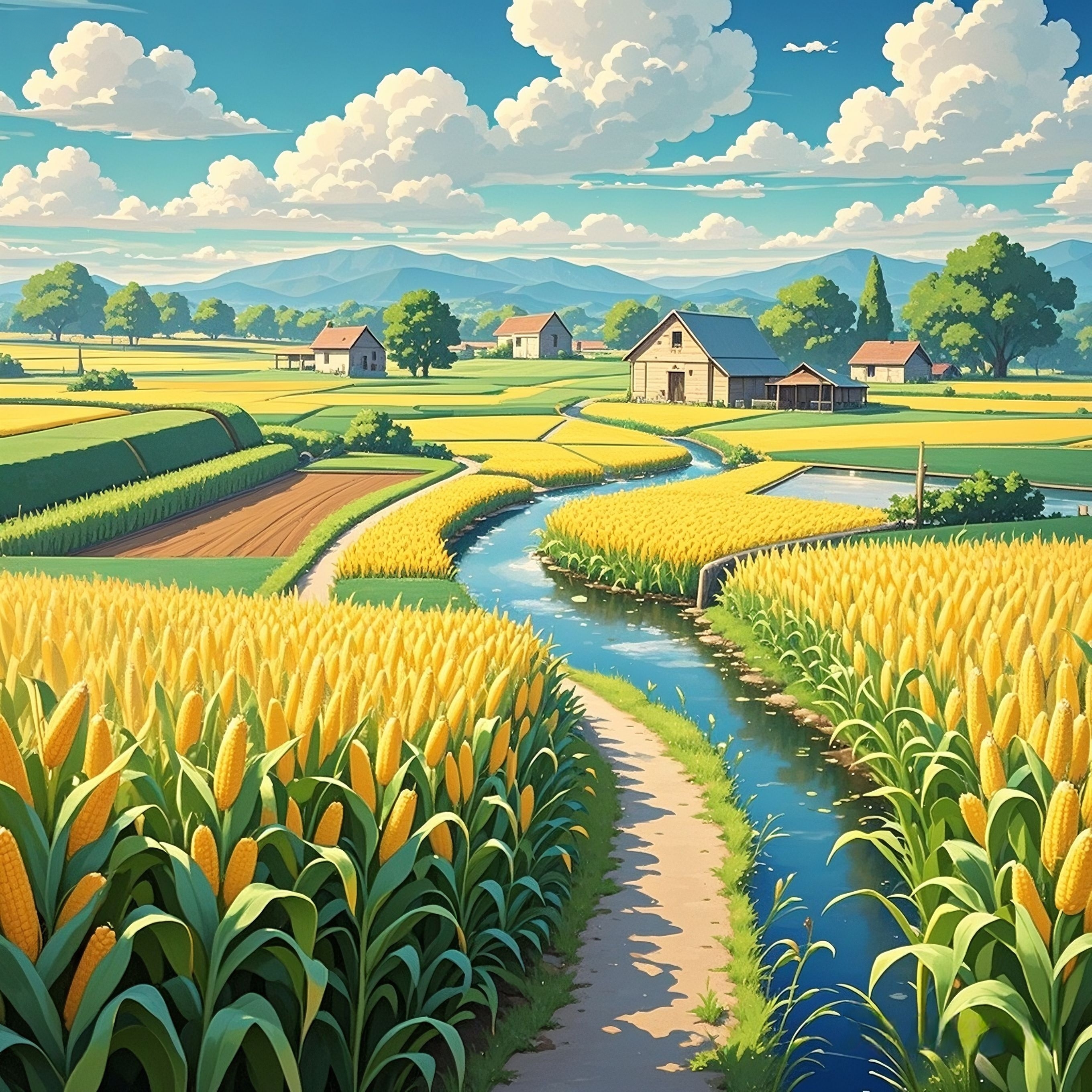 玉粒藏风 玉米秆是风竖起的笔,在田野上写下沙沙作响的诗行