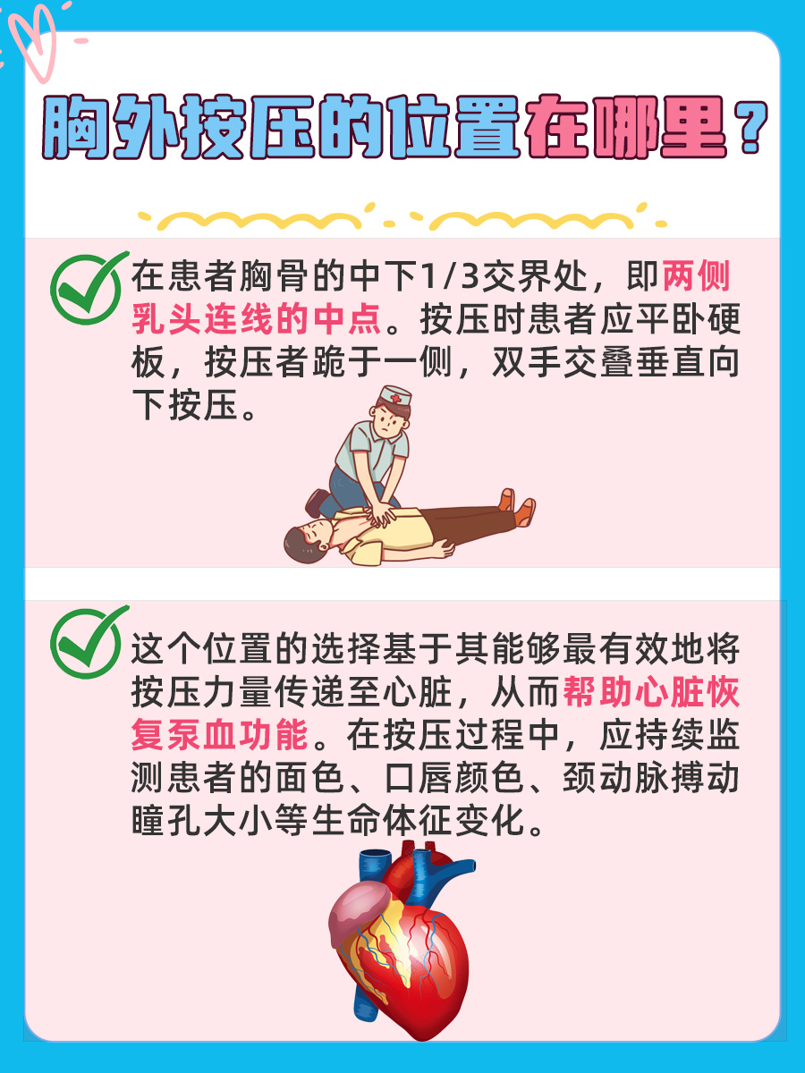 胸外按压,又称心肺复苏术中的胸外心脏按压,其正确位置位于患