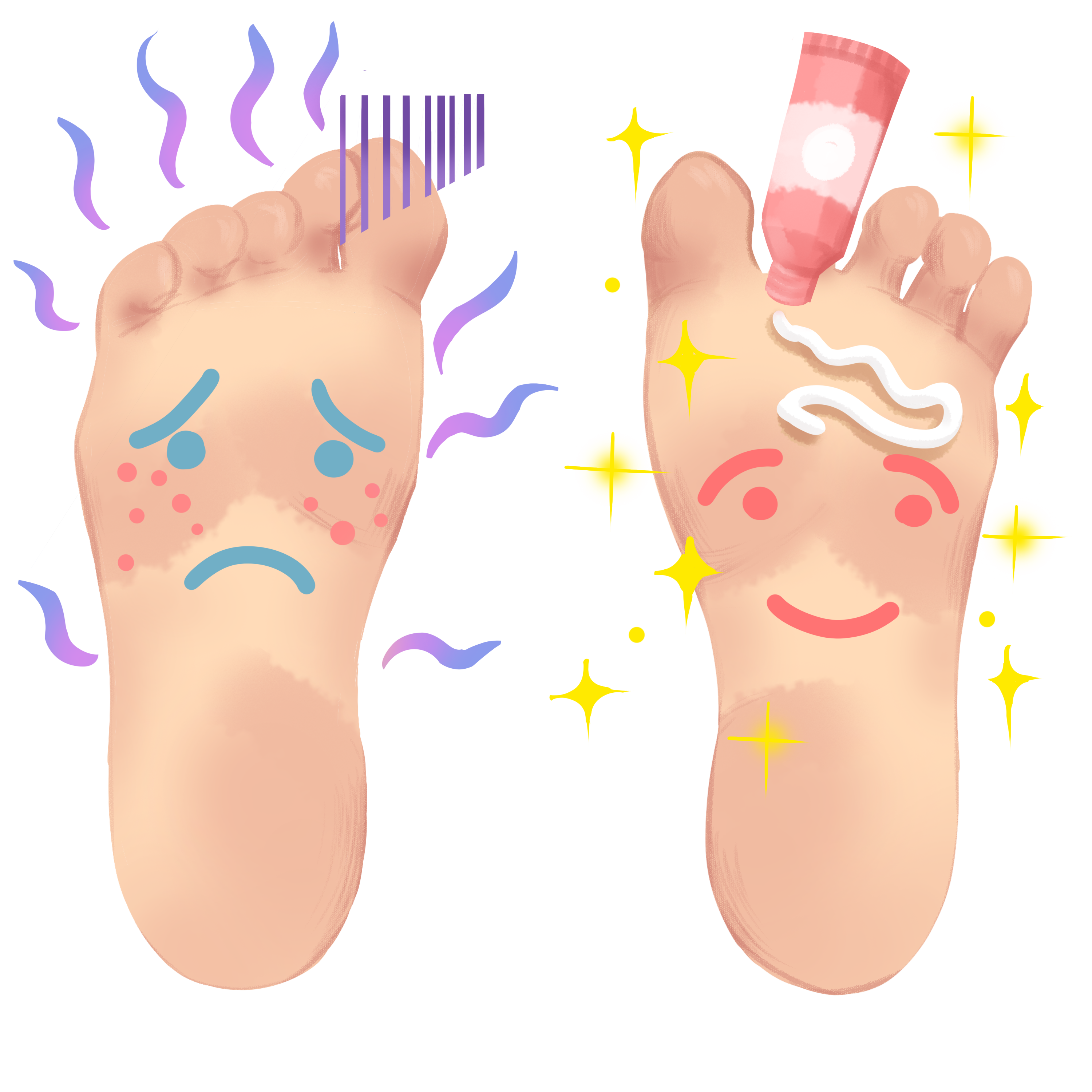 不到位,鞋子不透气,袜子没彻底杀菌,成了真菌"温脚部皮肤问题卡通脚盆