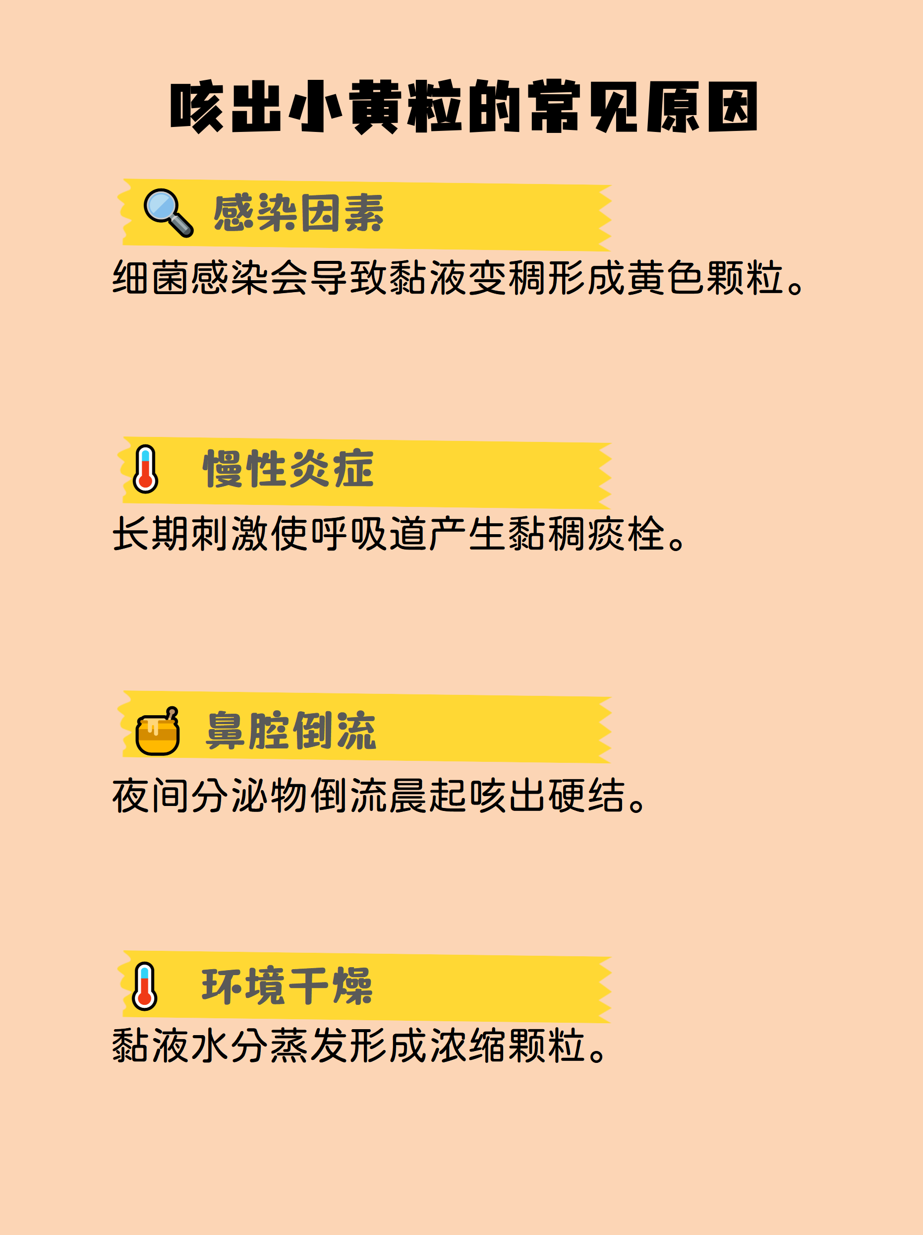 咳出小黄粒的常见原因 感染因素:细菌性鼻窦炎