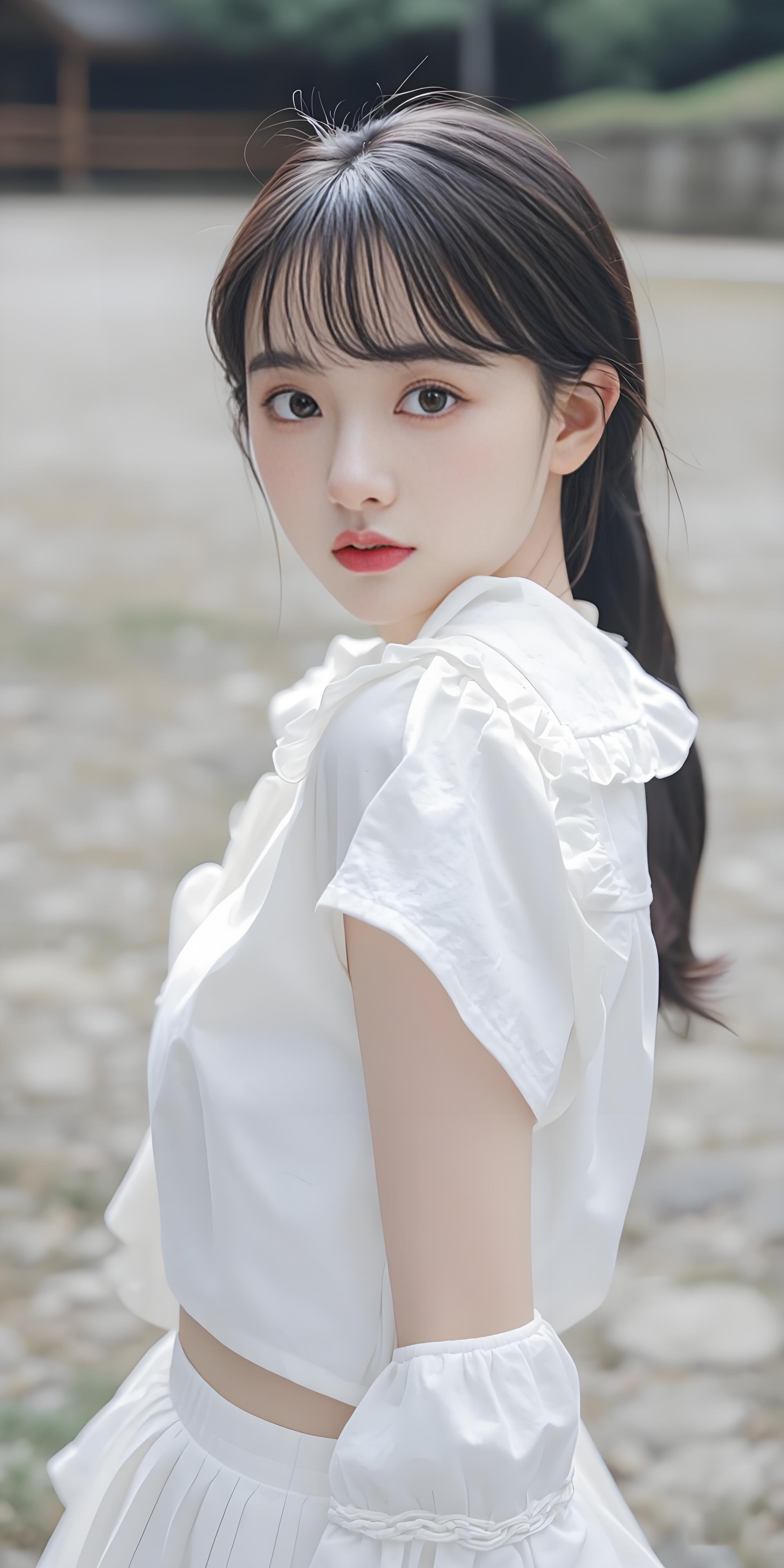 阳光下女孩穿之如画中仙.裙似纯洁画布,褶皱甜美,蝴蝶结俏皮