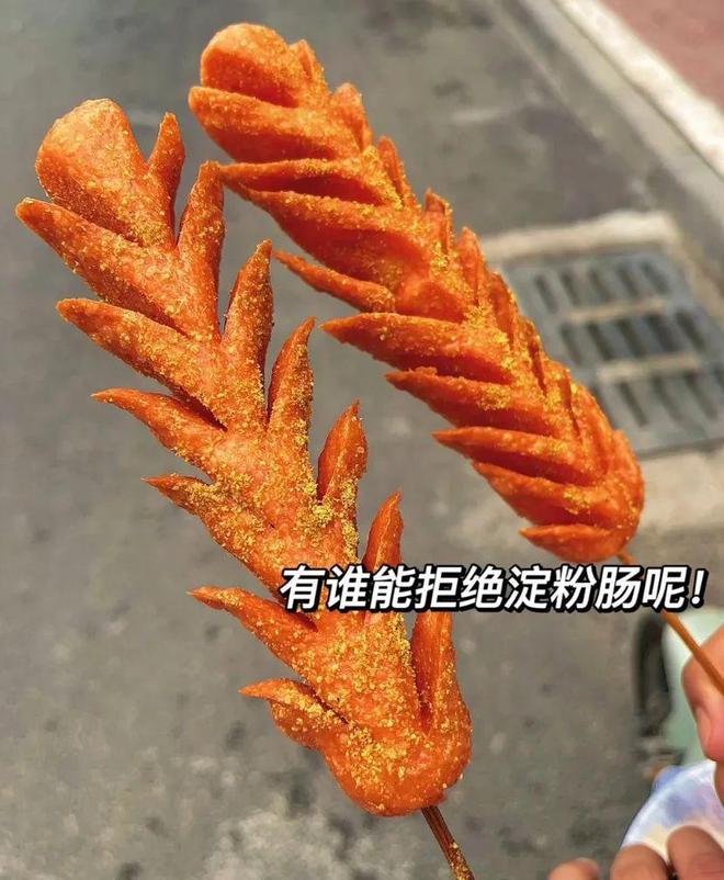 炸的金黄的淀粉肠咔滋裂开,辣椒孜然往伤口猛撒,这叛逆的焦香就是打工