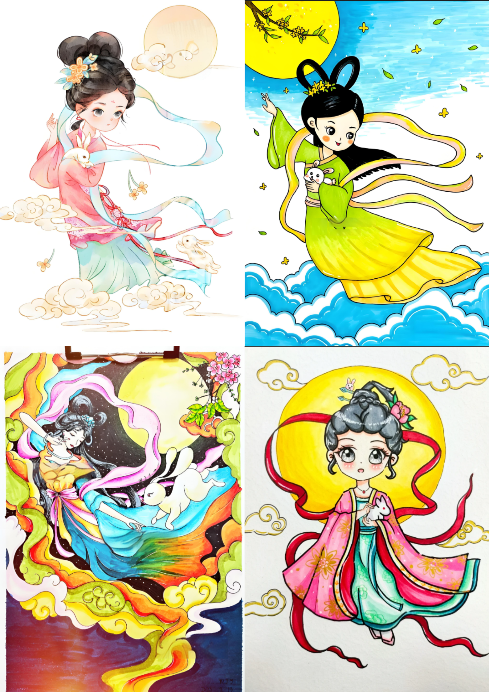 嫦娥奔月绘画简单漂亮