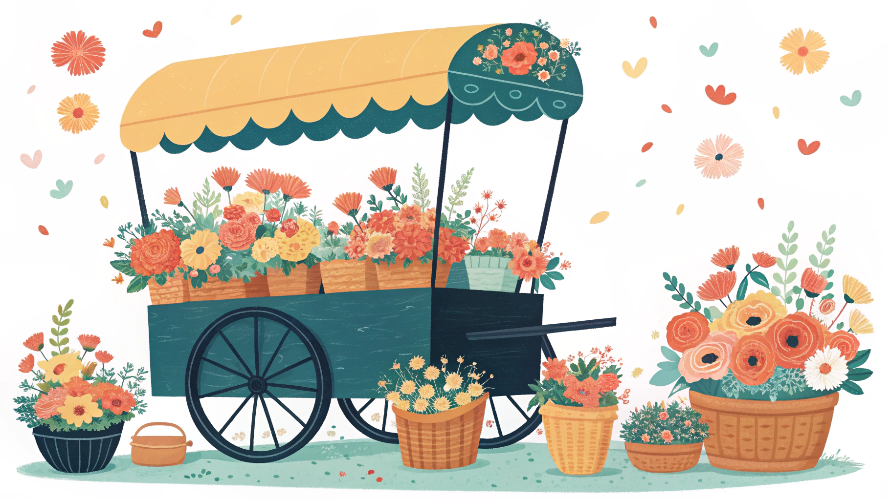 绘制一张梦幻般的复古花车 3d 效果图,以纯净的白色为背景