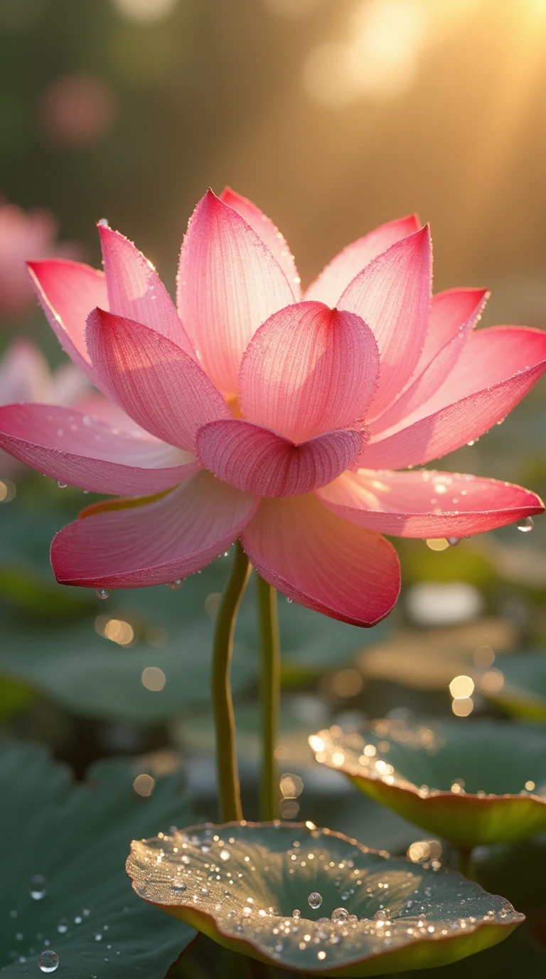 荷花  这是一幅通过微距拍摄技法呈现的精致3d效果图,描绘了一片柔和