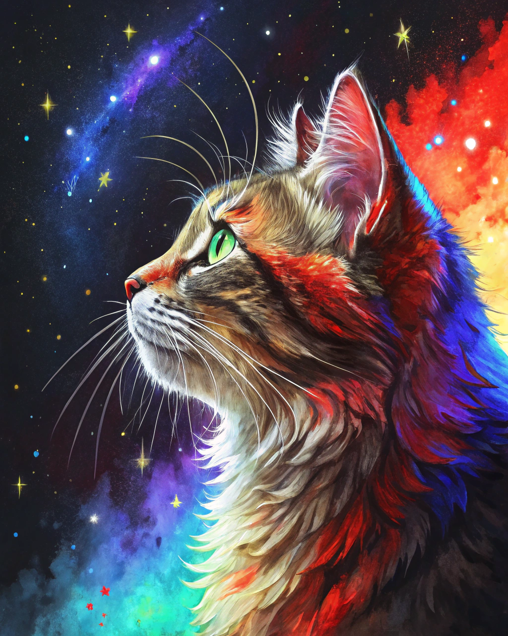 令人着迷的微距特写捕捉了一只猫的侧面轮廓,增强了空灵的氛围