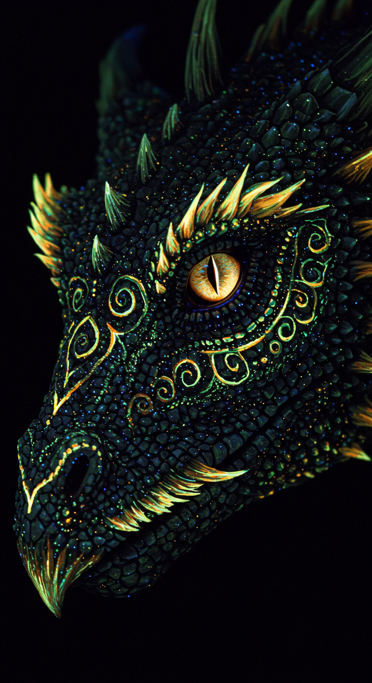 龙的眼睛如宝石般璀璨,虹膜中闪烁着微弱而诡异的魔力火花,仿佛蕴藏着