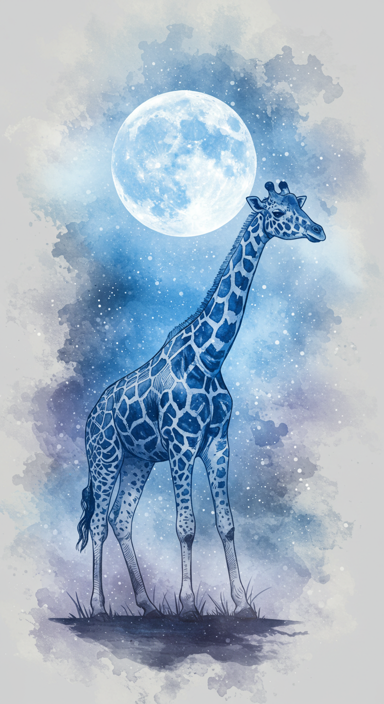 长颈鹿  这幅画是一场介于梦境与宇宙之间的奇妙幻想,以超现实主义