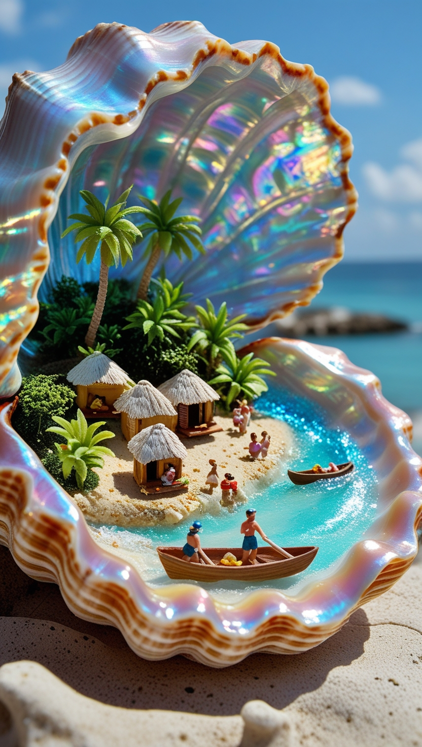 贝壳岛  一个设计精巧的大型贝壳中蕴藏着令人惊叹的细腻微缩场景