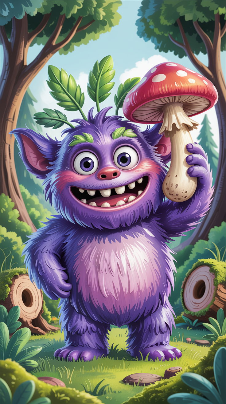 可爱怪物卡通风格 游戏怪物童话故事里可爱的怪兽图片头上长蘑菇的