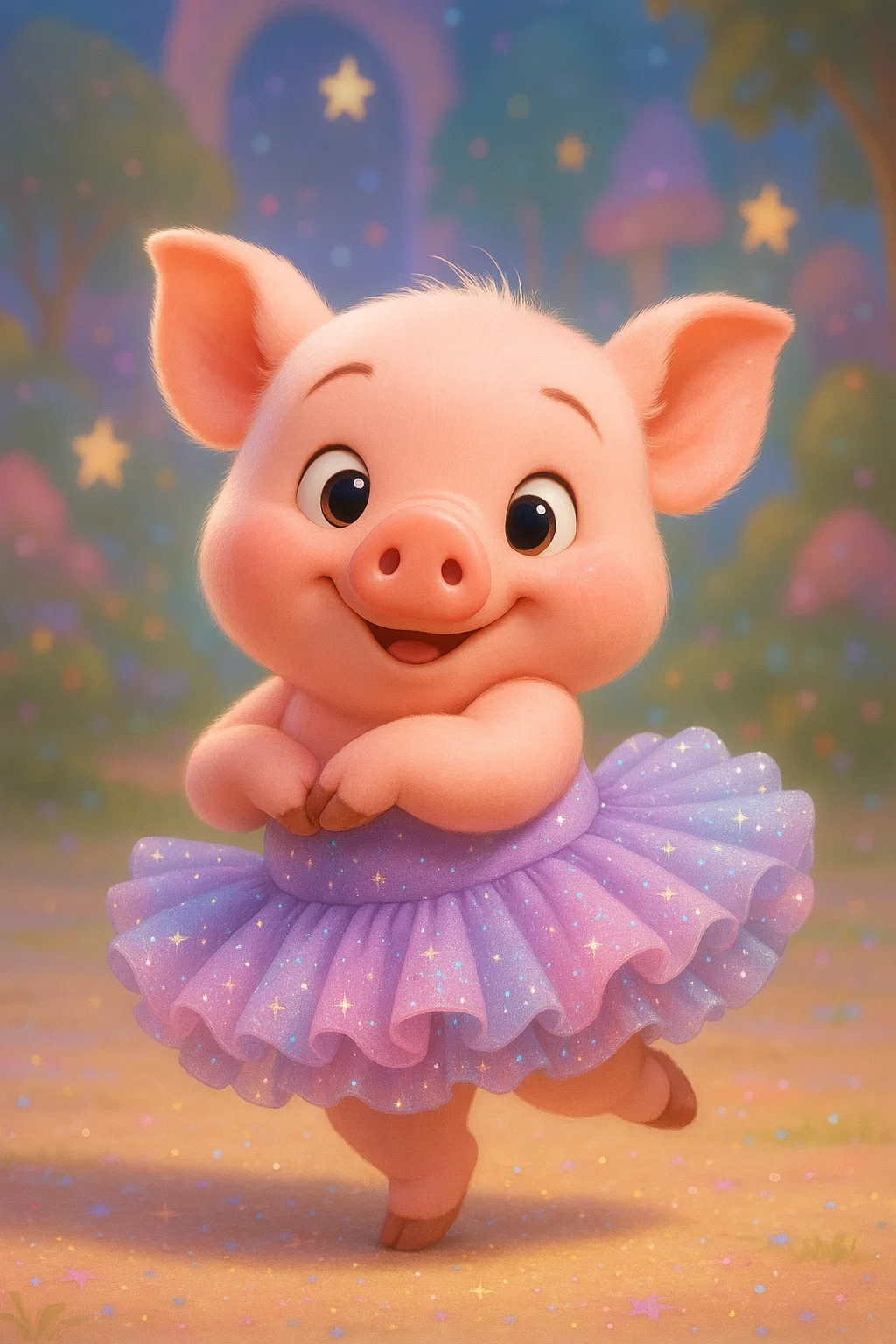 小香猪  一只皮克斯风格的小香猪,体型圆润可爱,皮肤粉嫩光滑,鼻子