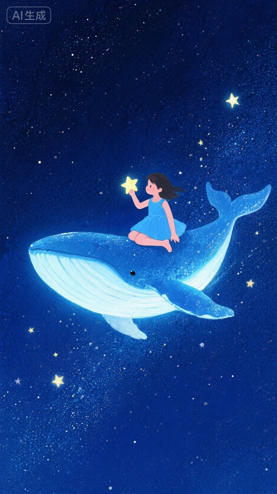 梦幻的蓝色调鲸鱼壁纸 #图片