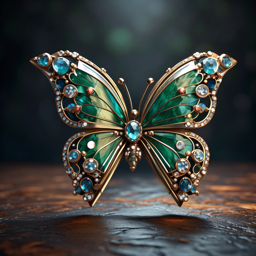 在漆黑的夜幕下,一只宝石蝴蝶静静地停驻,犹如一位优雅的舞者,在静谧