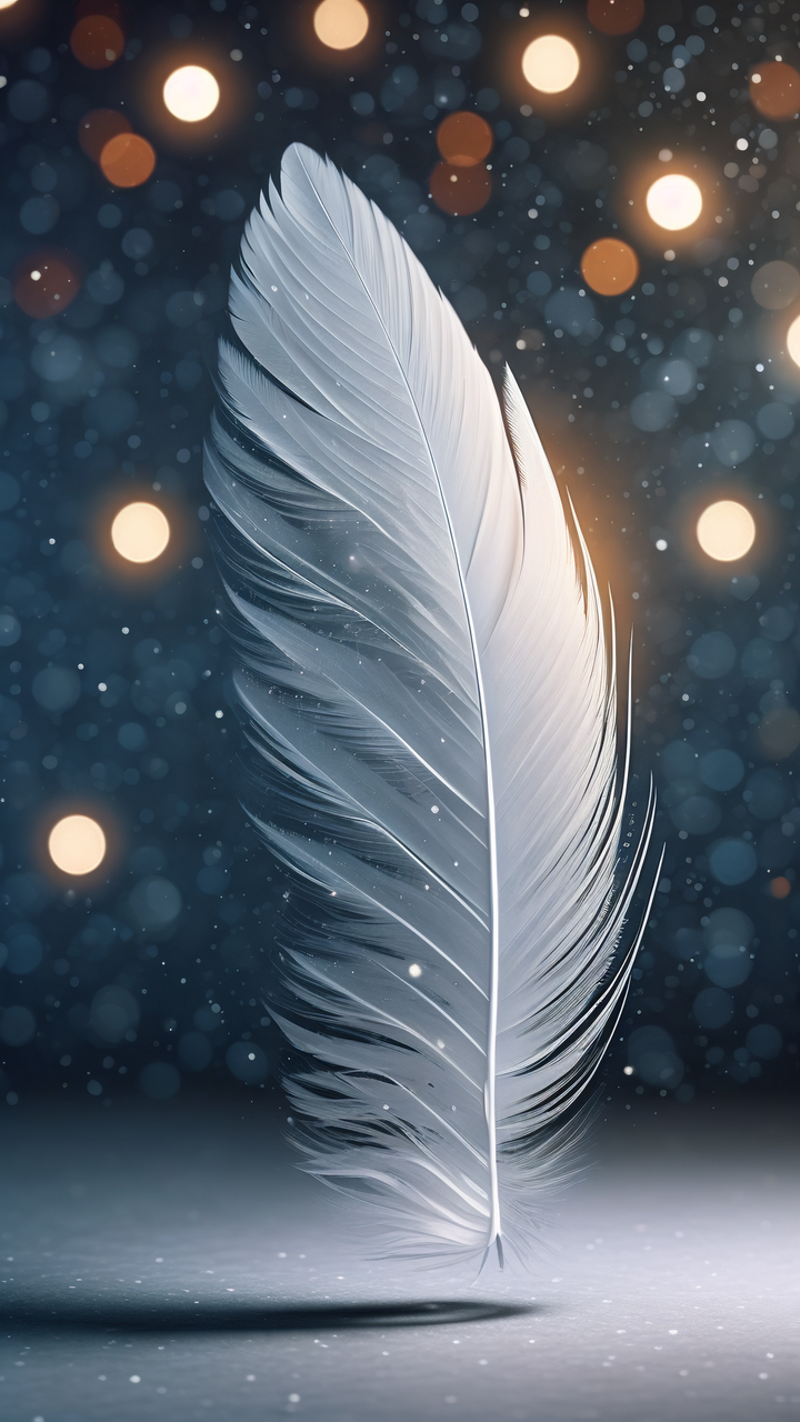 在这星辰编织的画卷中,一根洁白的羽毛轻轻飘落,仿佛是天地间最不经意