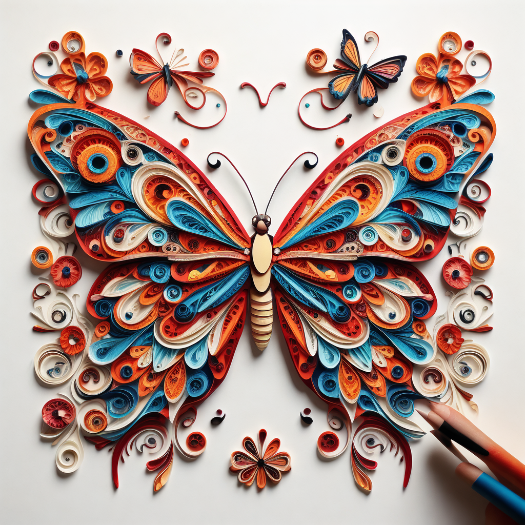 这只精致的衍纸蝴蝶,一件充满创意与巧思的手工艺品