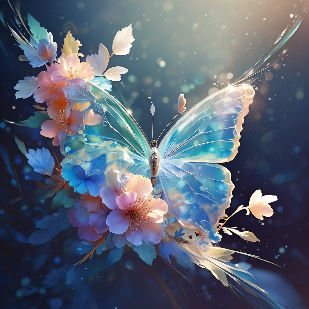 蝴蝶,这位自然界的精灵,身披一袭渐变蓝的华服,翅膀上深浅不一的蓝色
