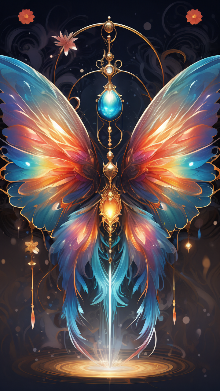 它的翅膀,如同调色盘上的杰作,蓝与橙的条纹交织出梦幻般的色彩,仿佛