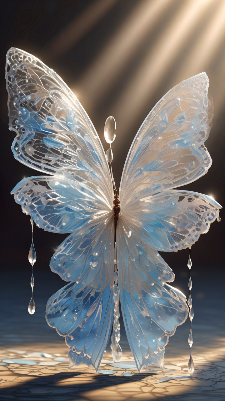 它的翅膀,如同薄雾凝结的轻纱,又似晨曦初露的晶莹,散发着柔和而神秘