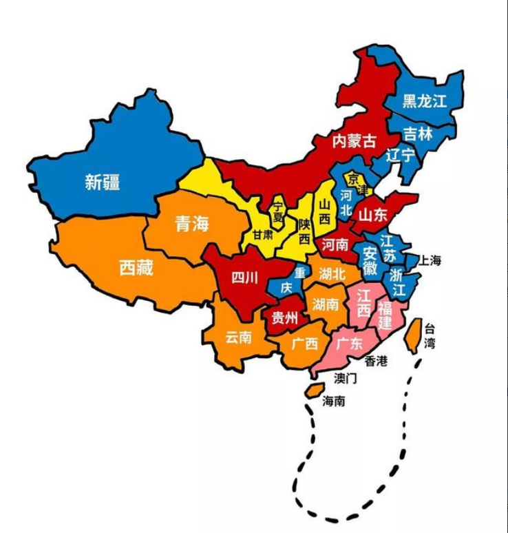 中国34个省市地图中国面积图省级行政区拼图微信地图头像中国省会地图