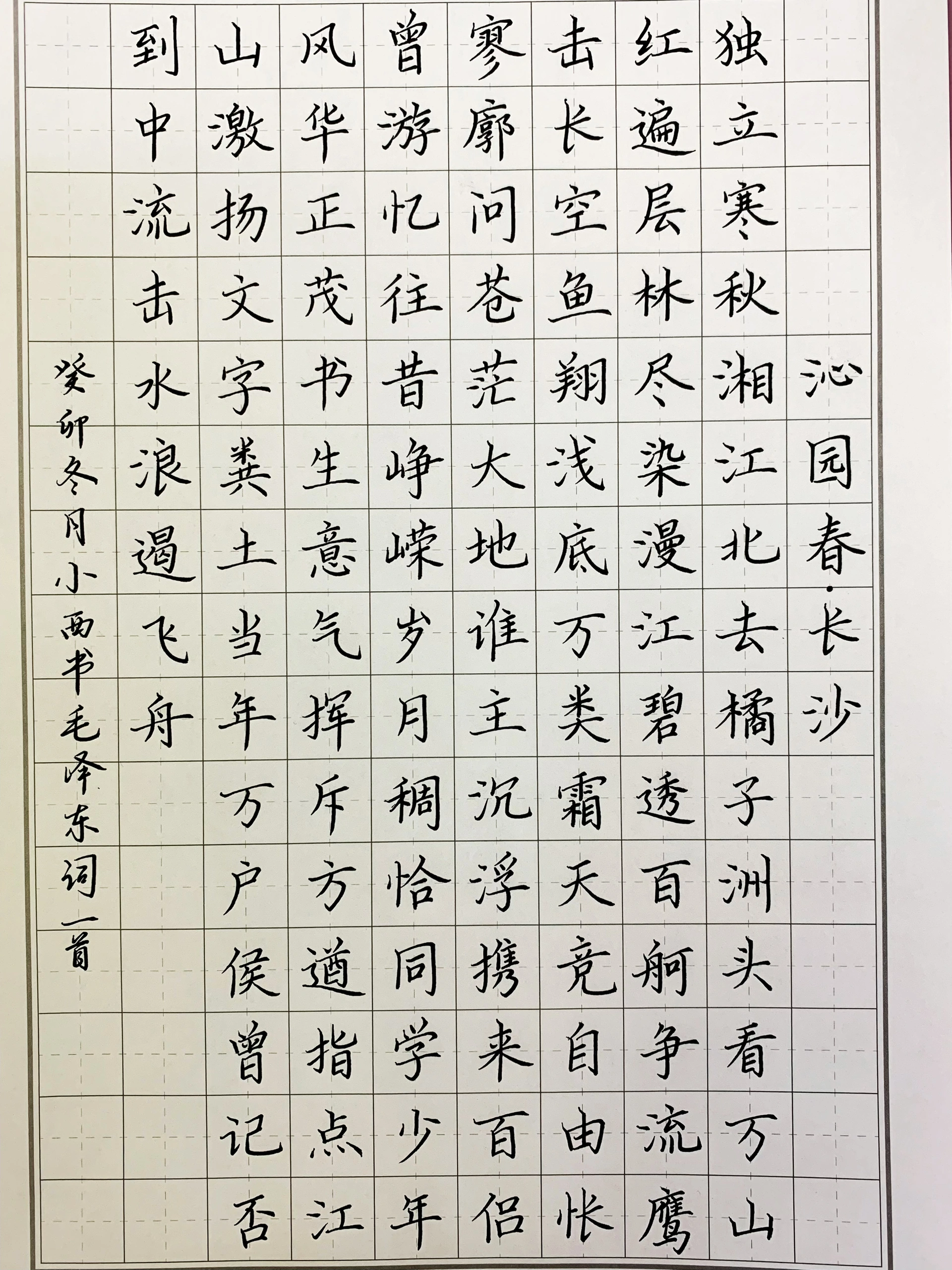 每日硬笔打卡:沁园春.长沙!