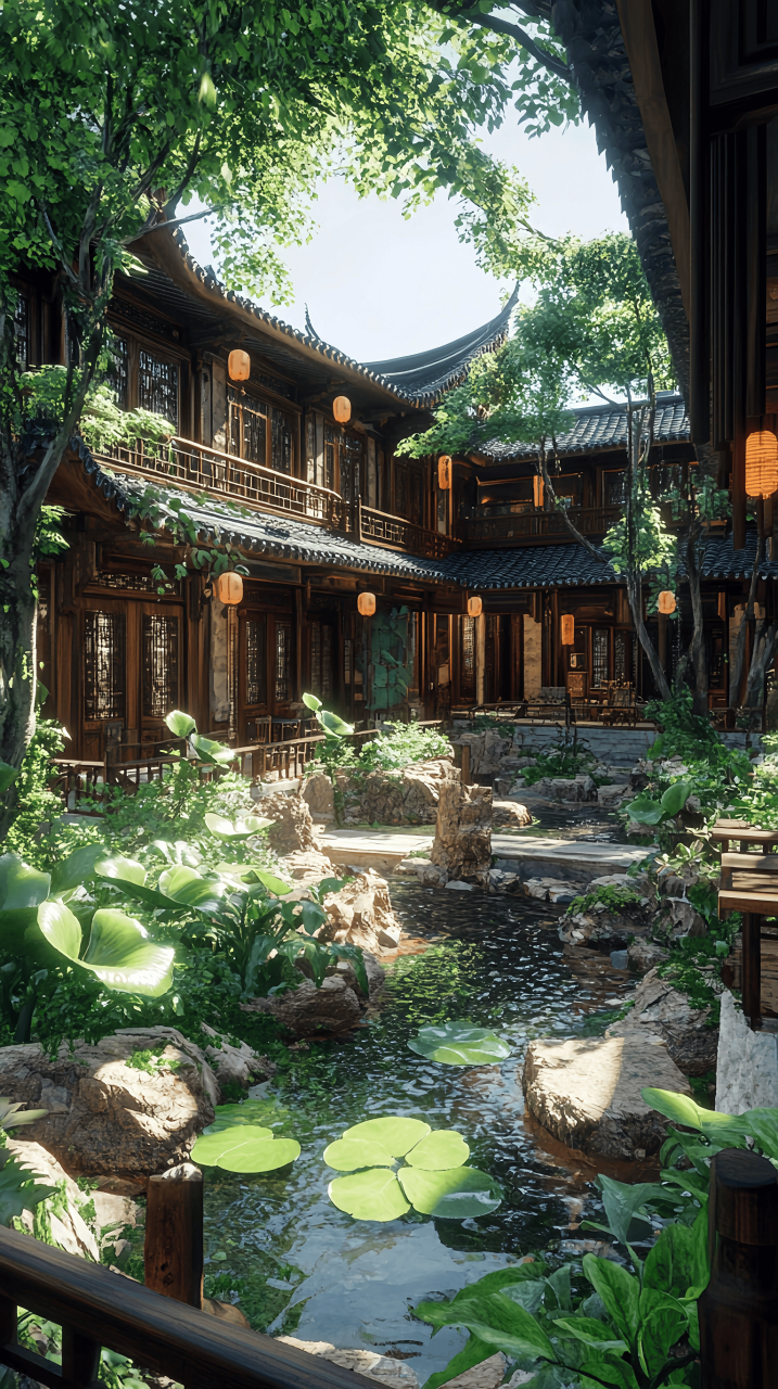 古风庭院壁纸丨破阵子·柳下笙歌庭院(宋·晏几道) 柳下笙歌庭院,花间