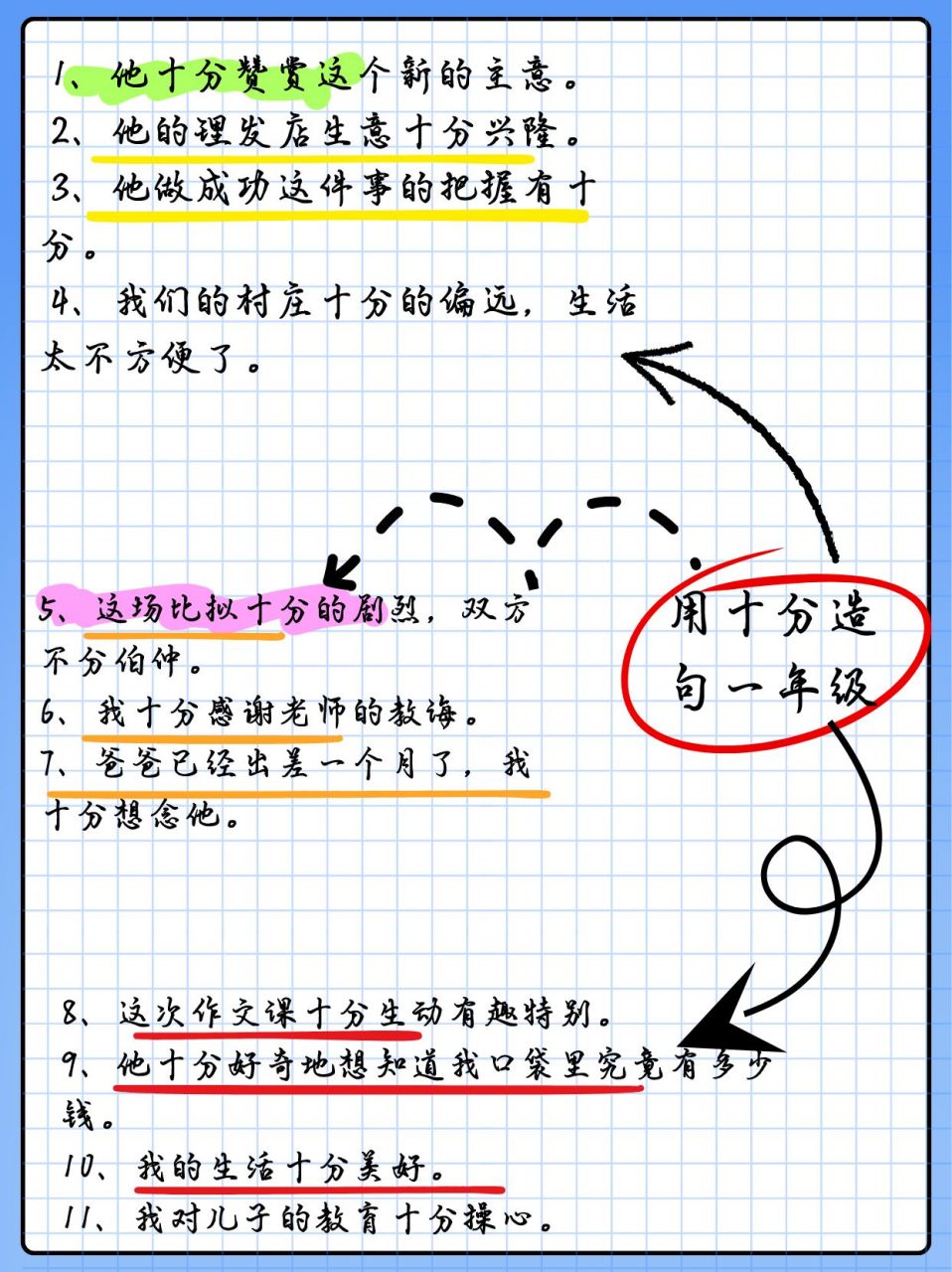 十分造句图片